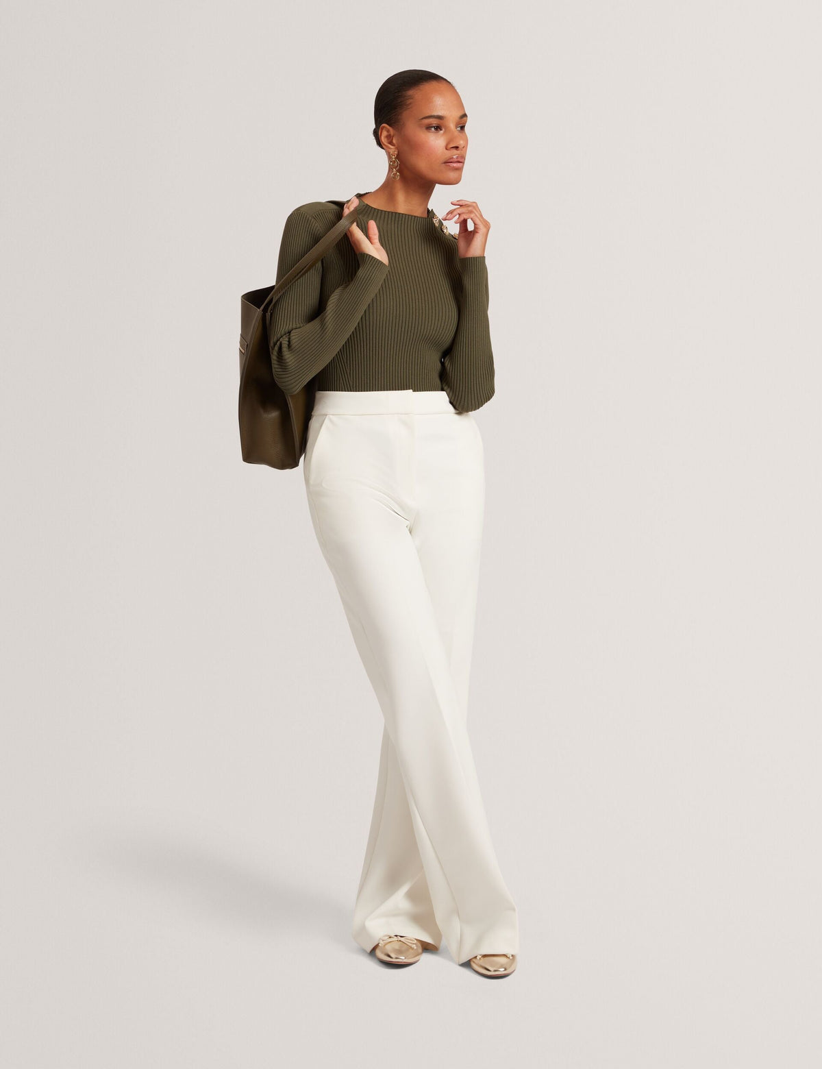 Ted Baker Bleana Rose Button Long Sleeve Knit Top Women's