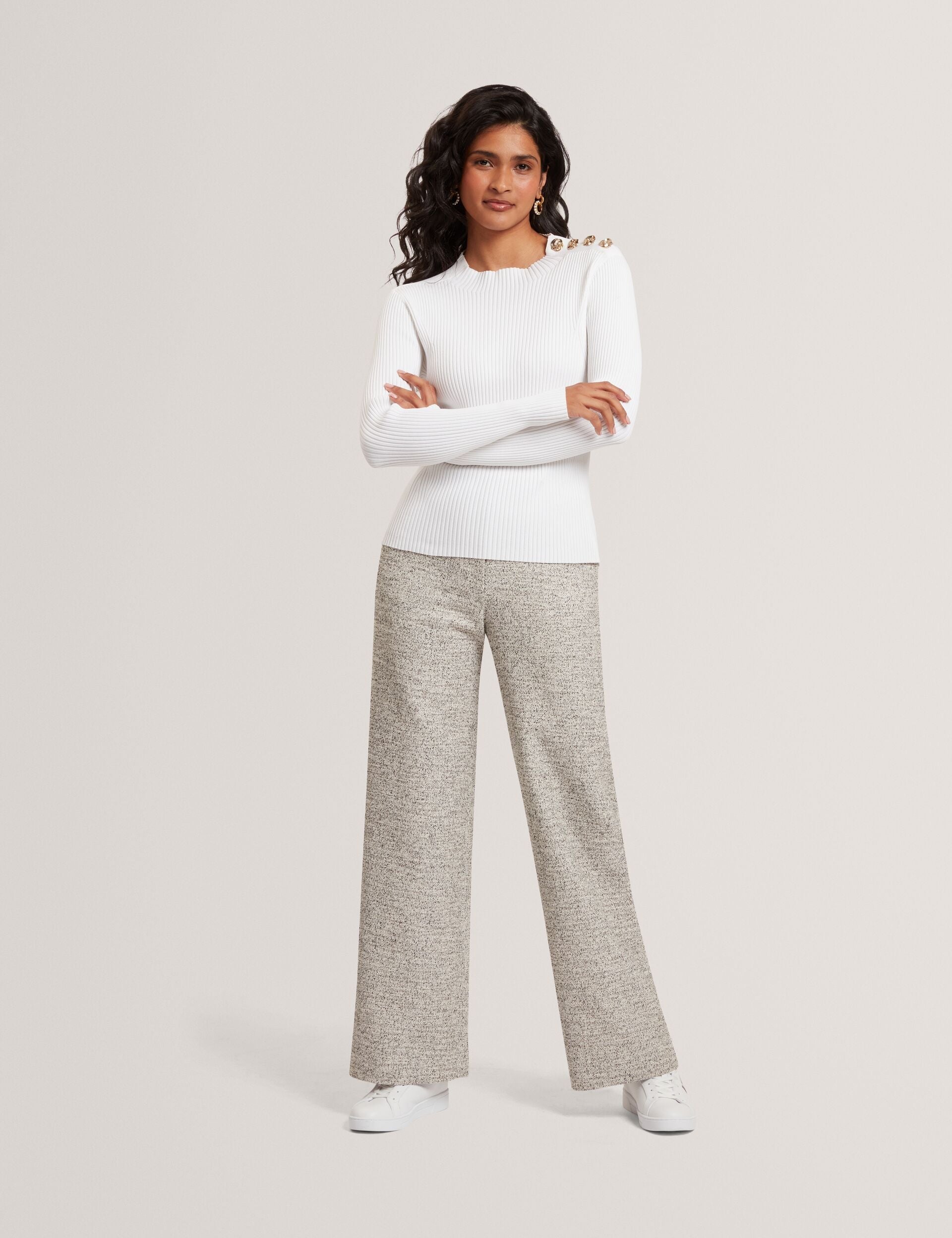 Ted Baker Bleana Rose Button Long Sleeve Knit Top Women's
