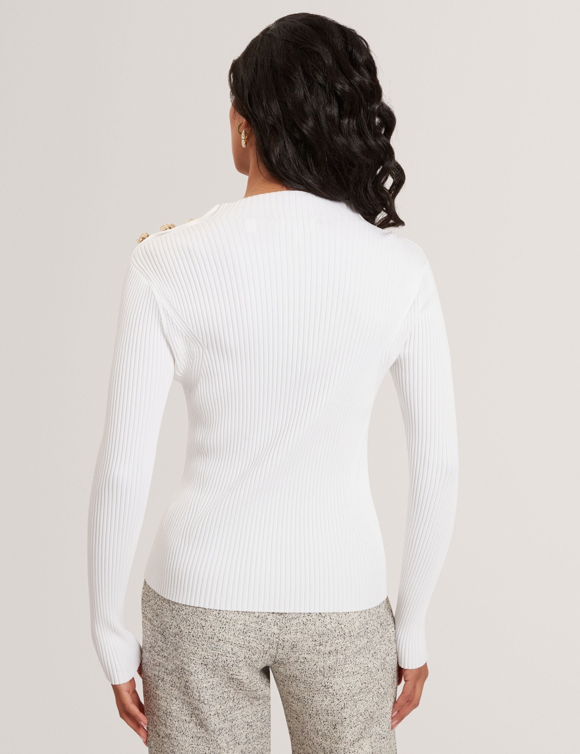 Ted Baker Bleana Rose Button Long Sleeve Knit Top Women's