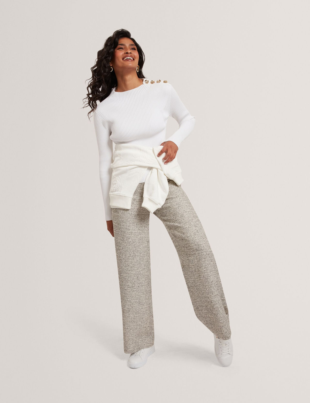 Ted Baker Bleana Rose Button Long Sleeve Knit Top Women's