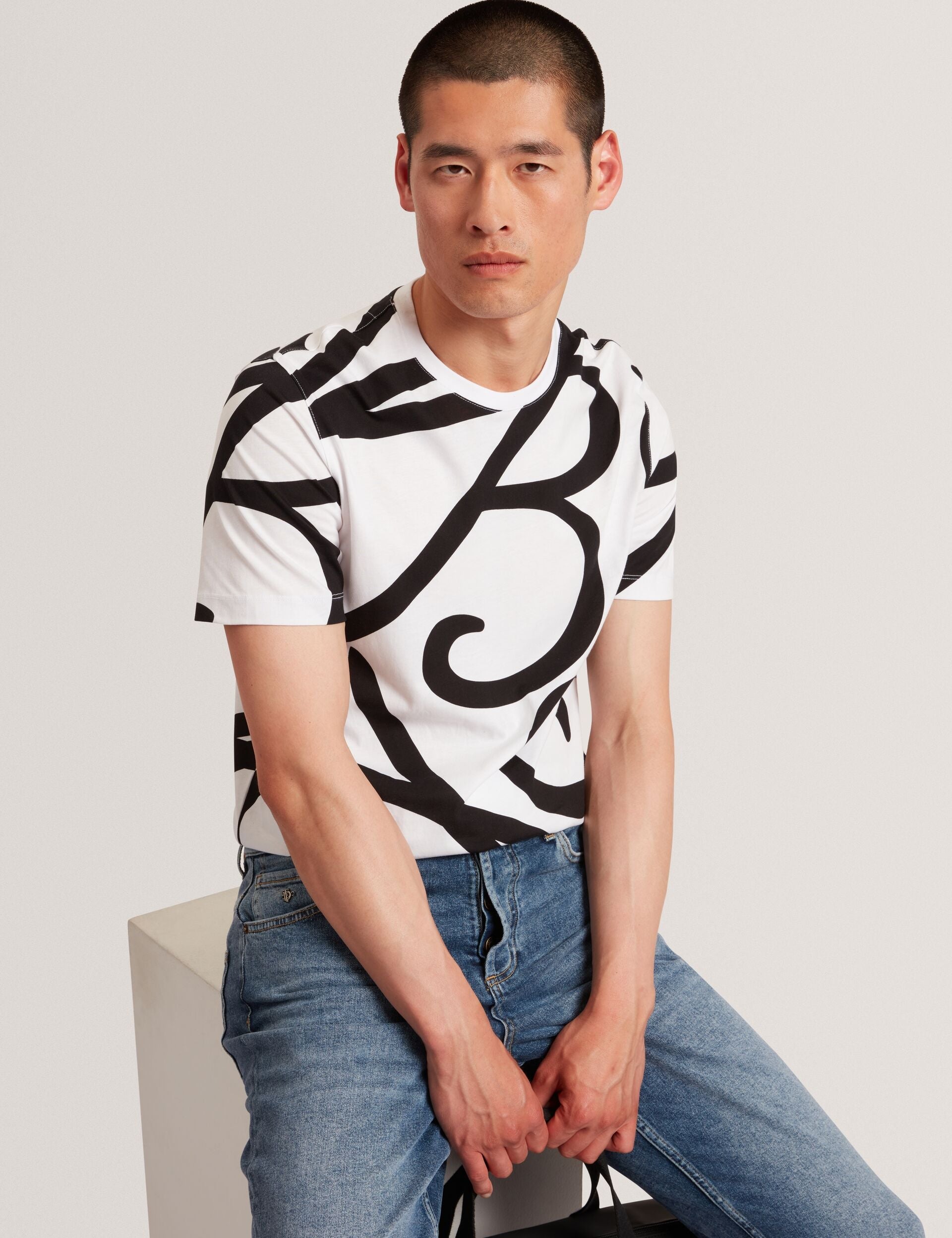 Ted Baker Armos Monochrome Logo Print Cotton Tshirt