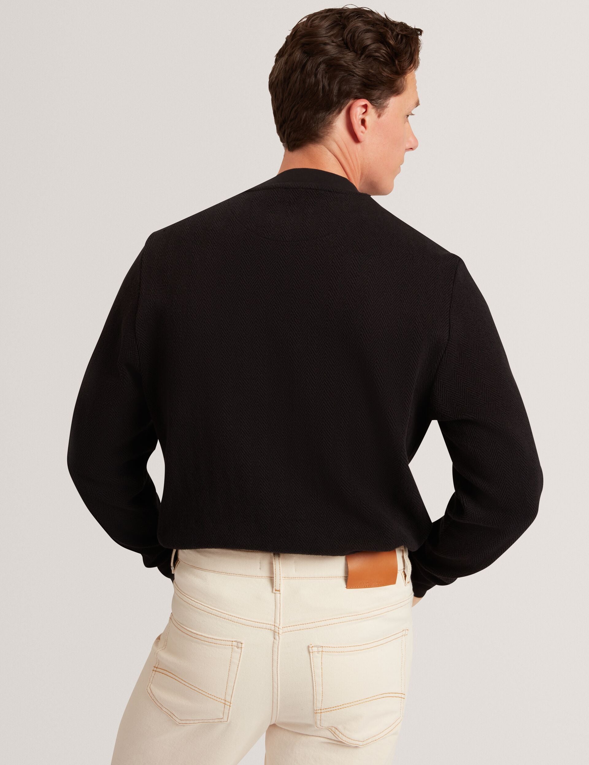 Ted Baker Elates Herringbone Texture Crew Neck Sweatshirt