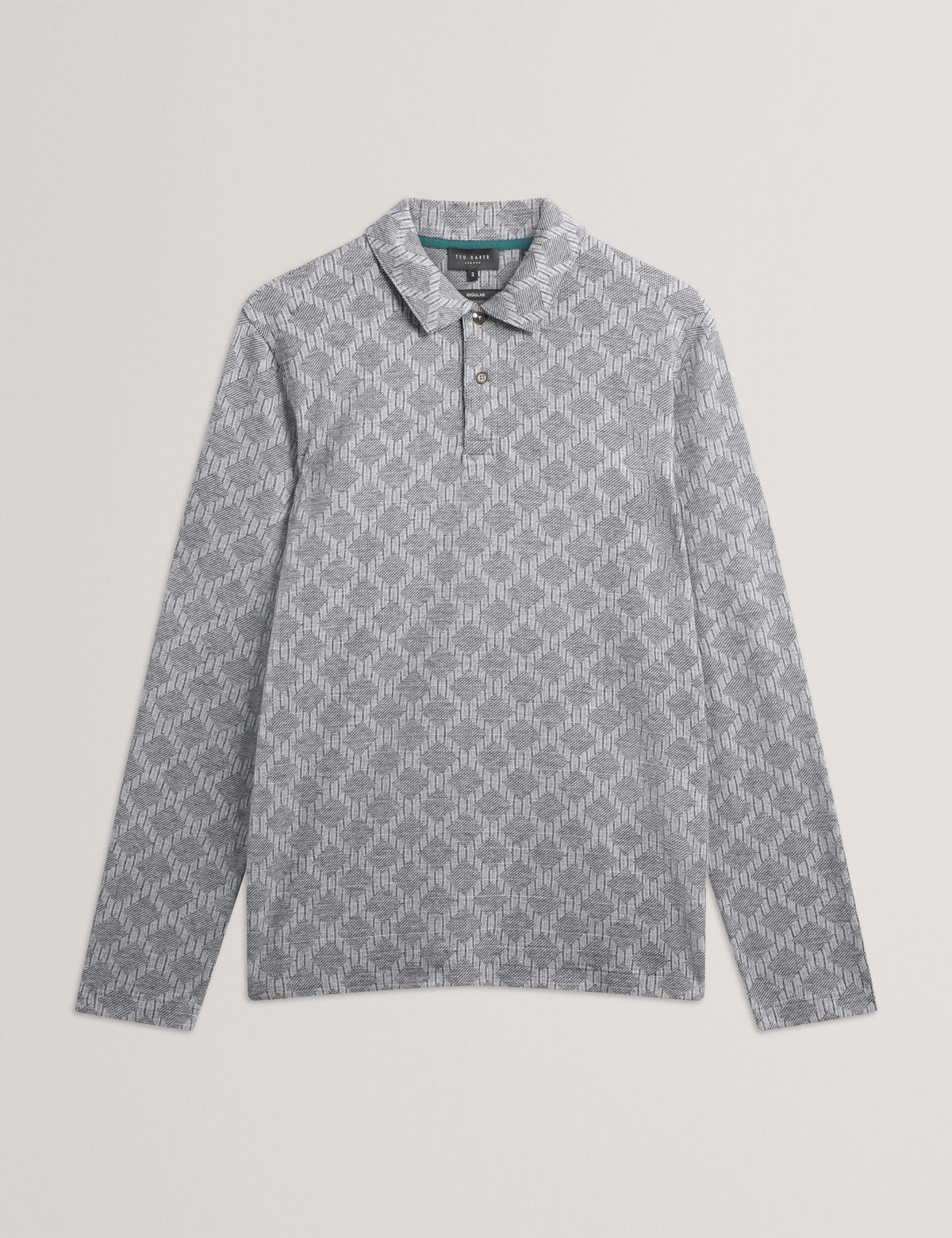 Ted Baker Imlad Diamond Jacquard Long Sleeve Polo
