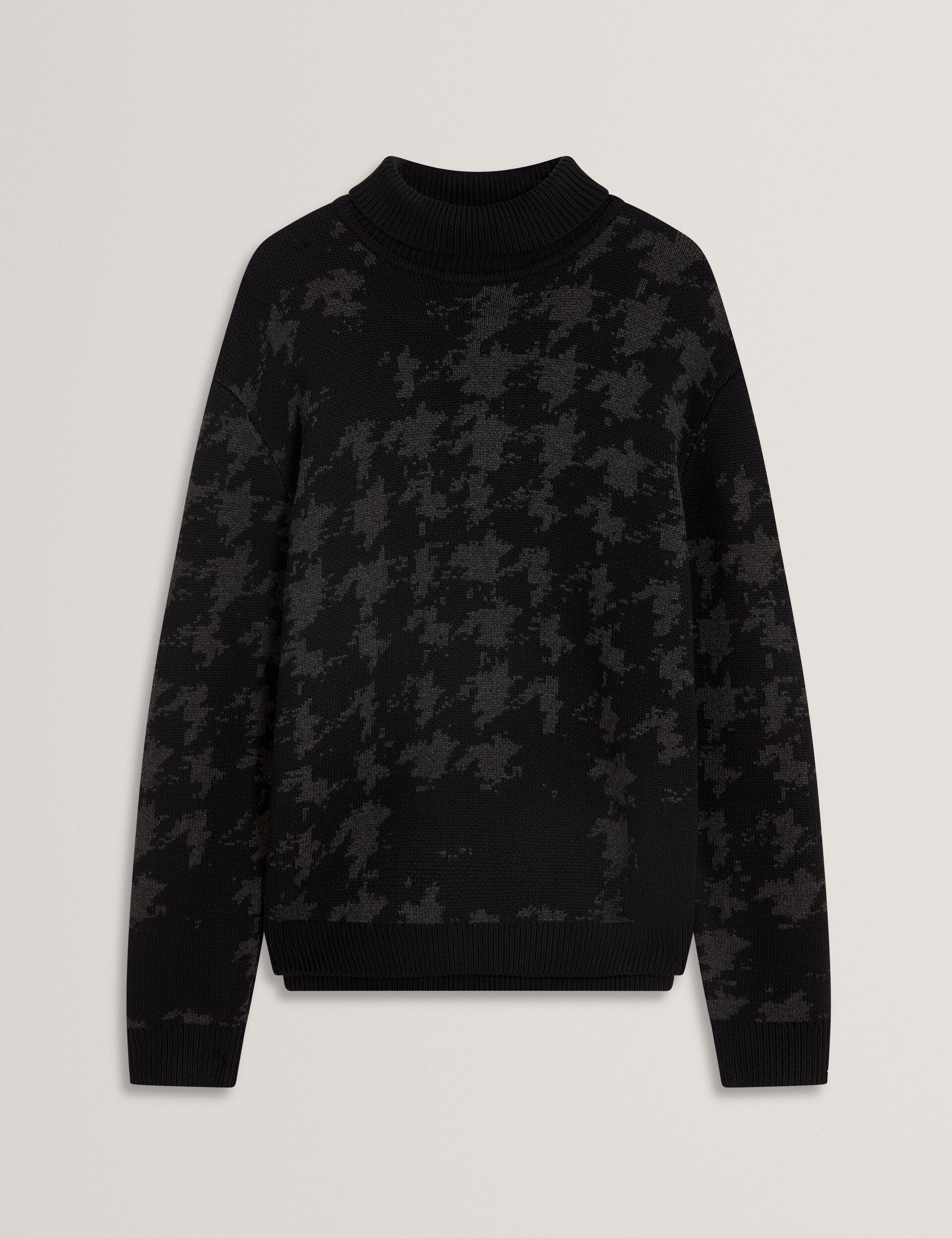 Ted Baker Airlor Houndstooth Print Roll Neck Knit Jumper