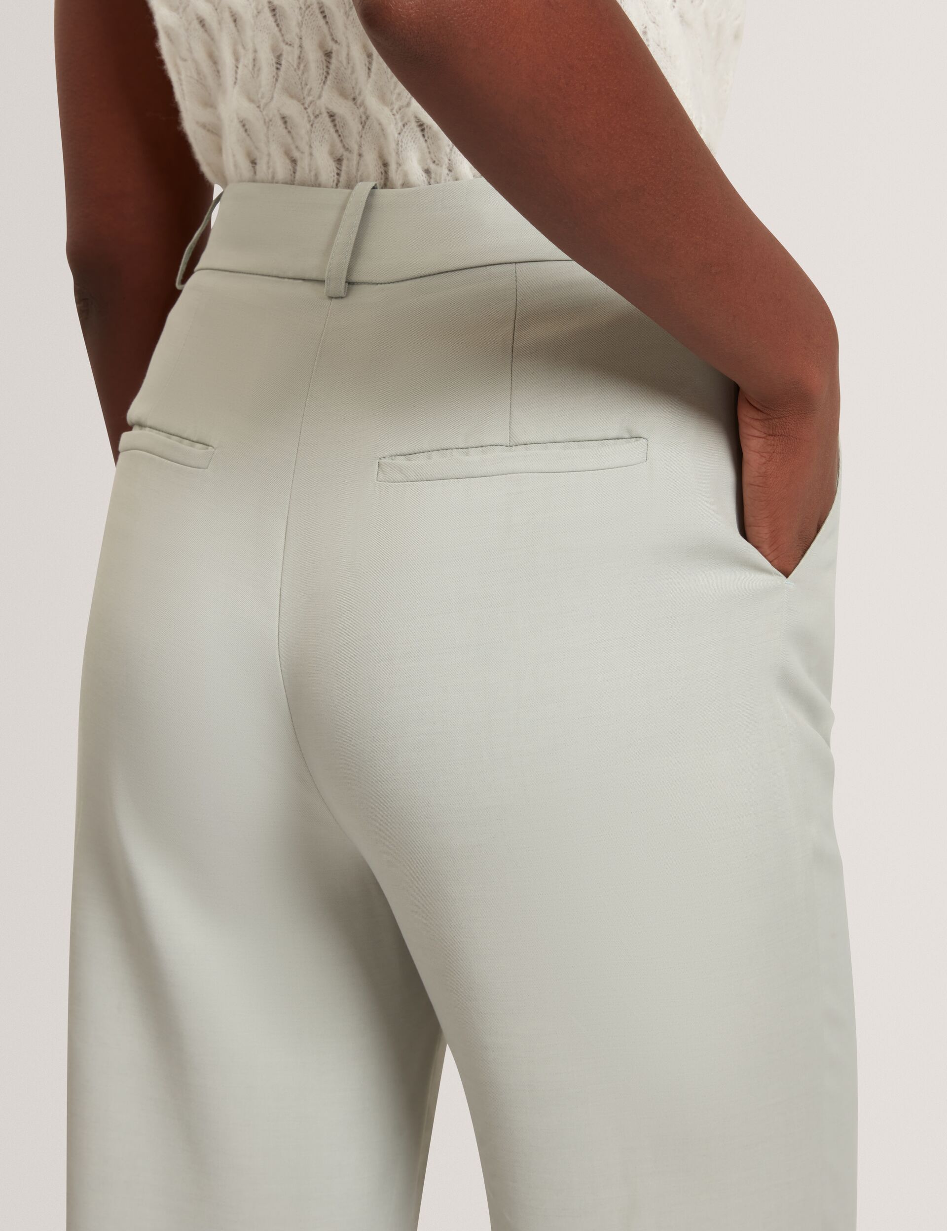 Ted Baker Light Grey Tailored Kick Flare Twill Trousers Women's