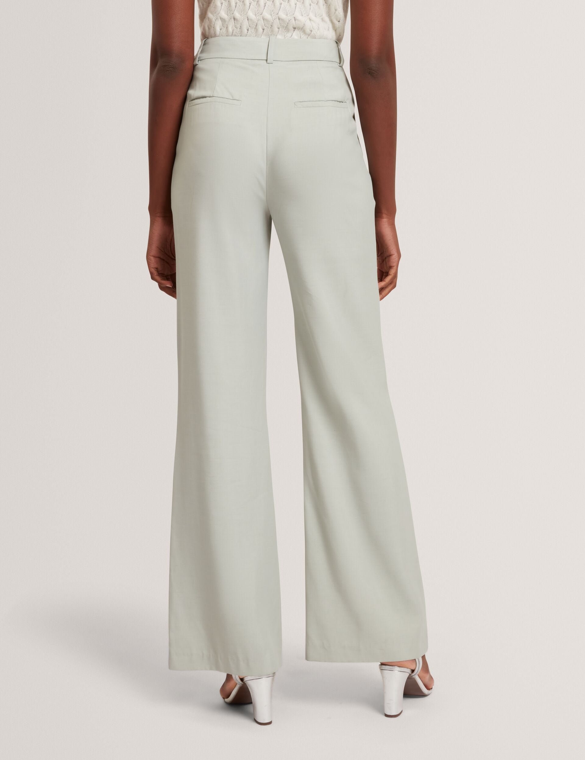 Ted Baker Light Grey Tailored Kick Flare Twill Trousers Women's