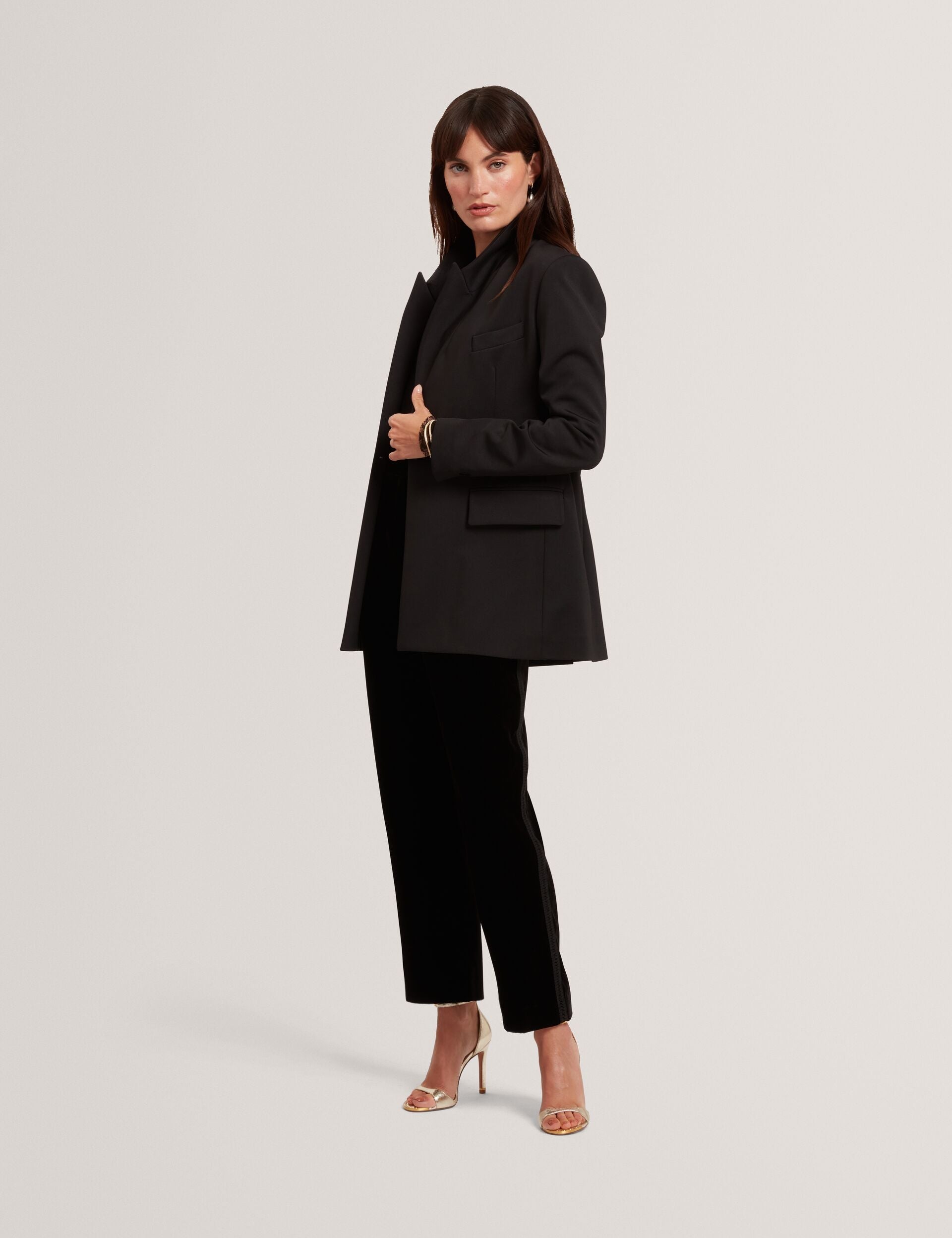 Ted Baker Black Single Breasted Ponte Boyfriend Blazer Women's
