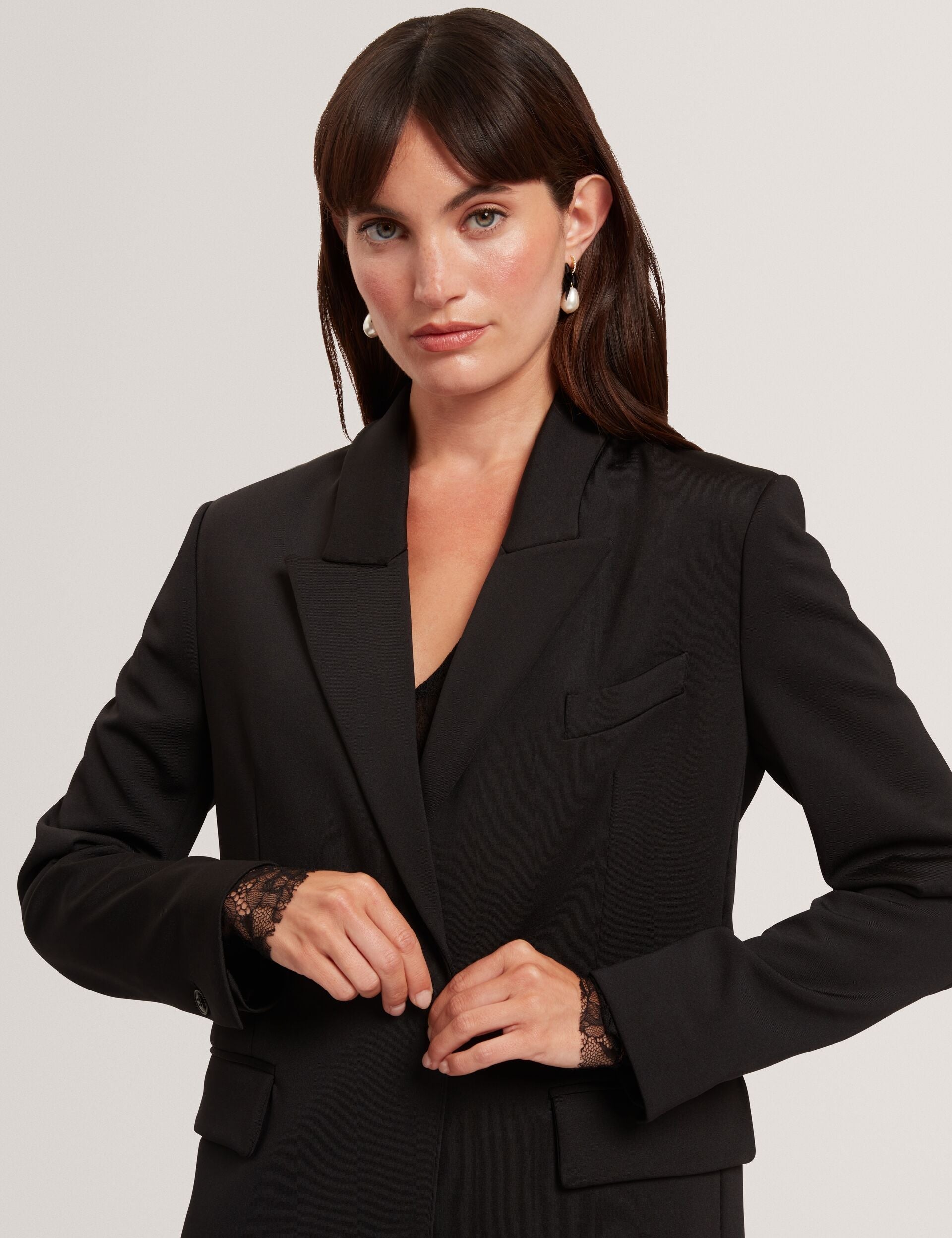 Ted Baker Black Single Breasted Ponte Boyfriend Blazer Women's