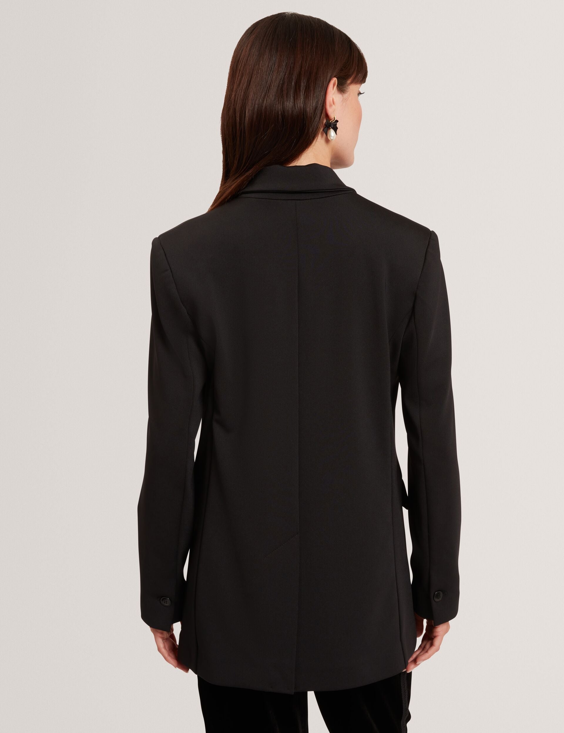 Ted Baker Black Single Breasted Ponte Boyfriend Blazer Women's