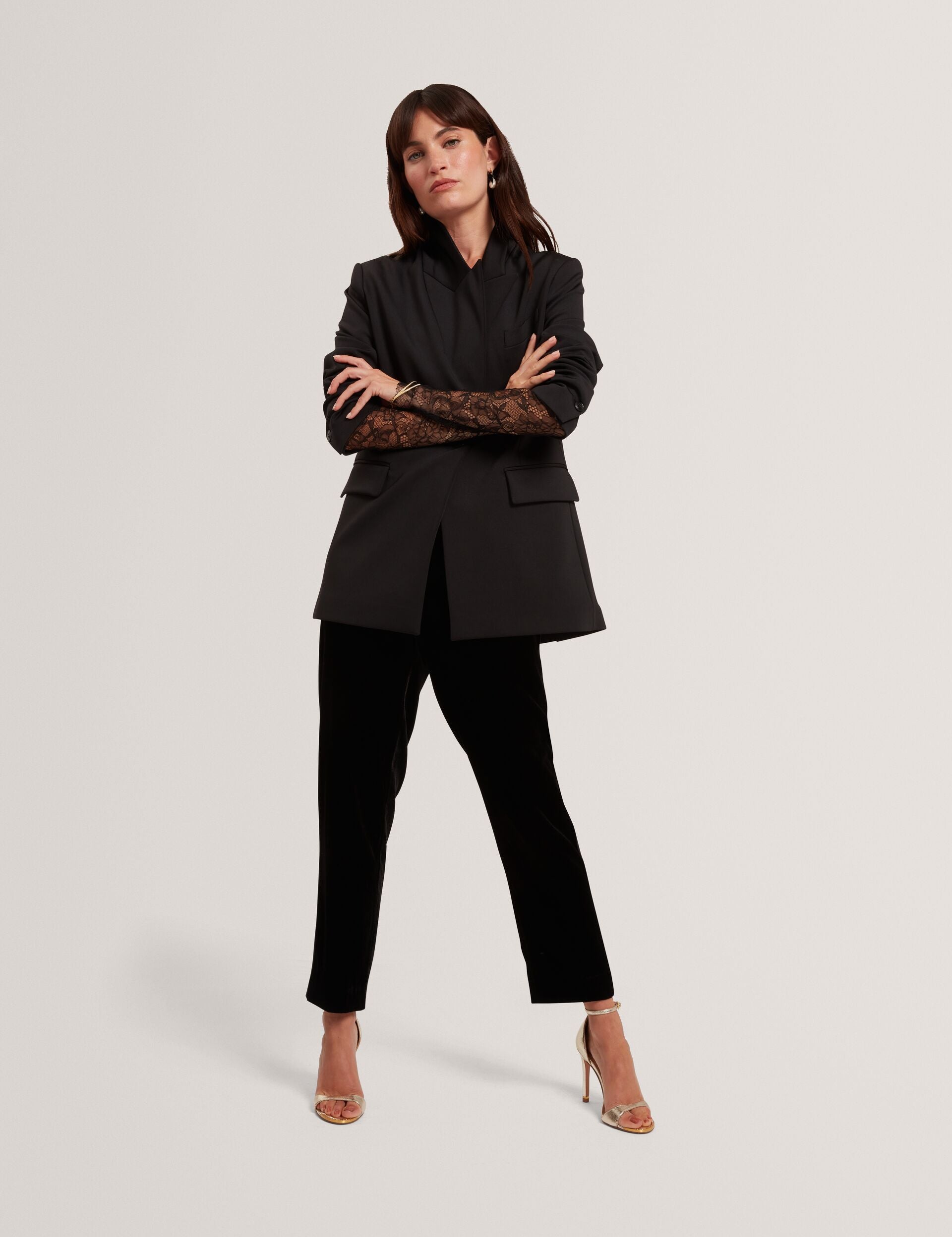 Ted Baker Black Single Breasted Ponte Boyfriend Blazer Women's