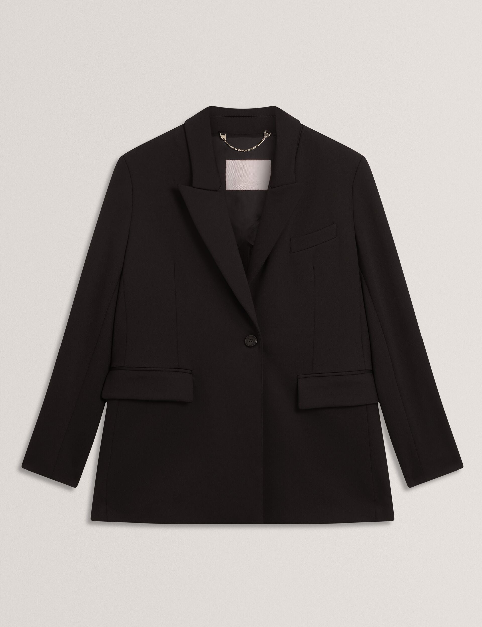 Ted Baker Black Single Breasted Ponte Boyfriend Blazer Women's