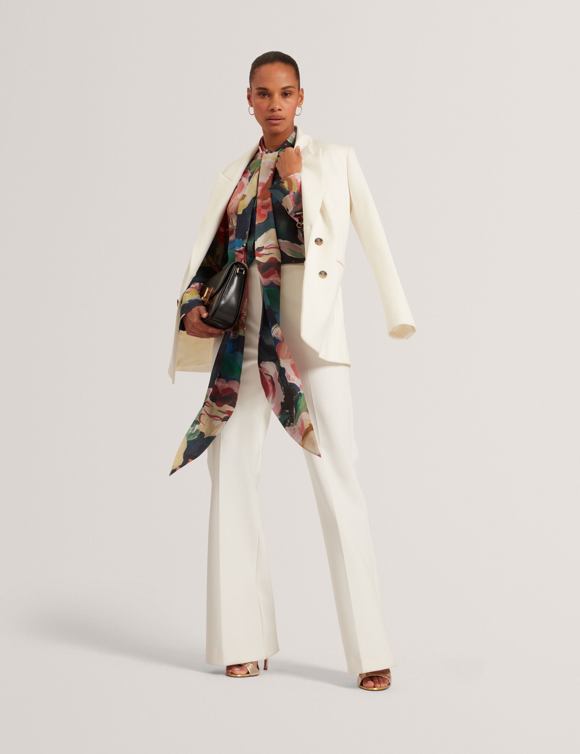 Ted Baker Araga Painted Rose Tie Neck Long Sleeve Blouse Women's