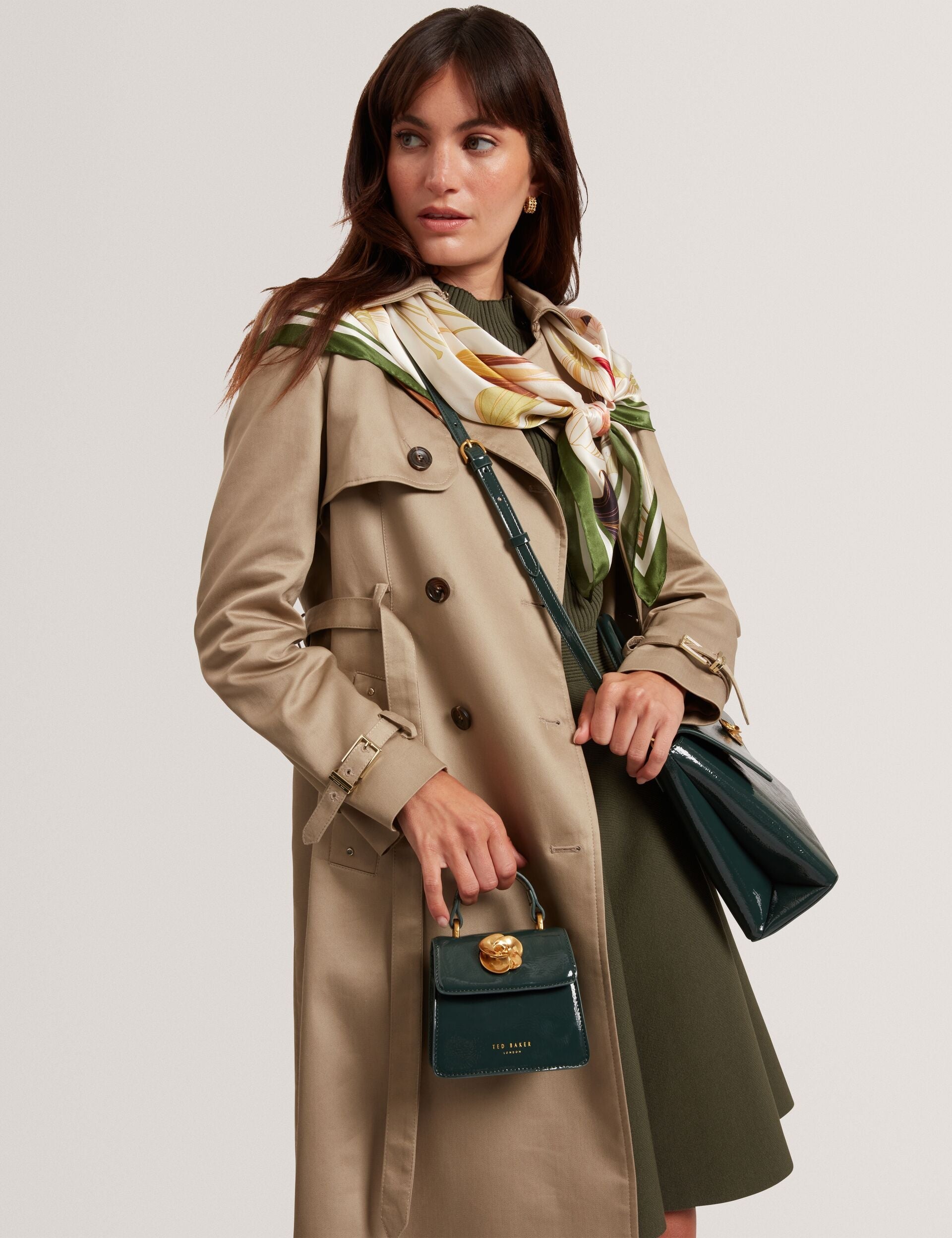 Ted Baker Roselah Hardware Rose Mini Top Handle Bag In Dkgreen Women's