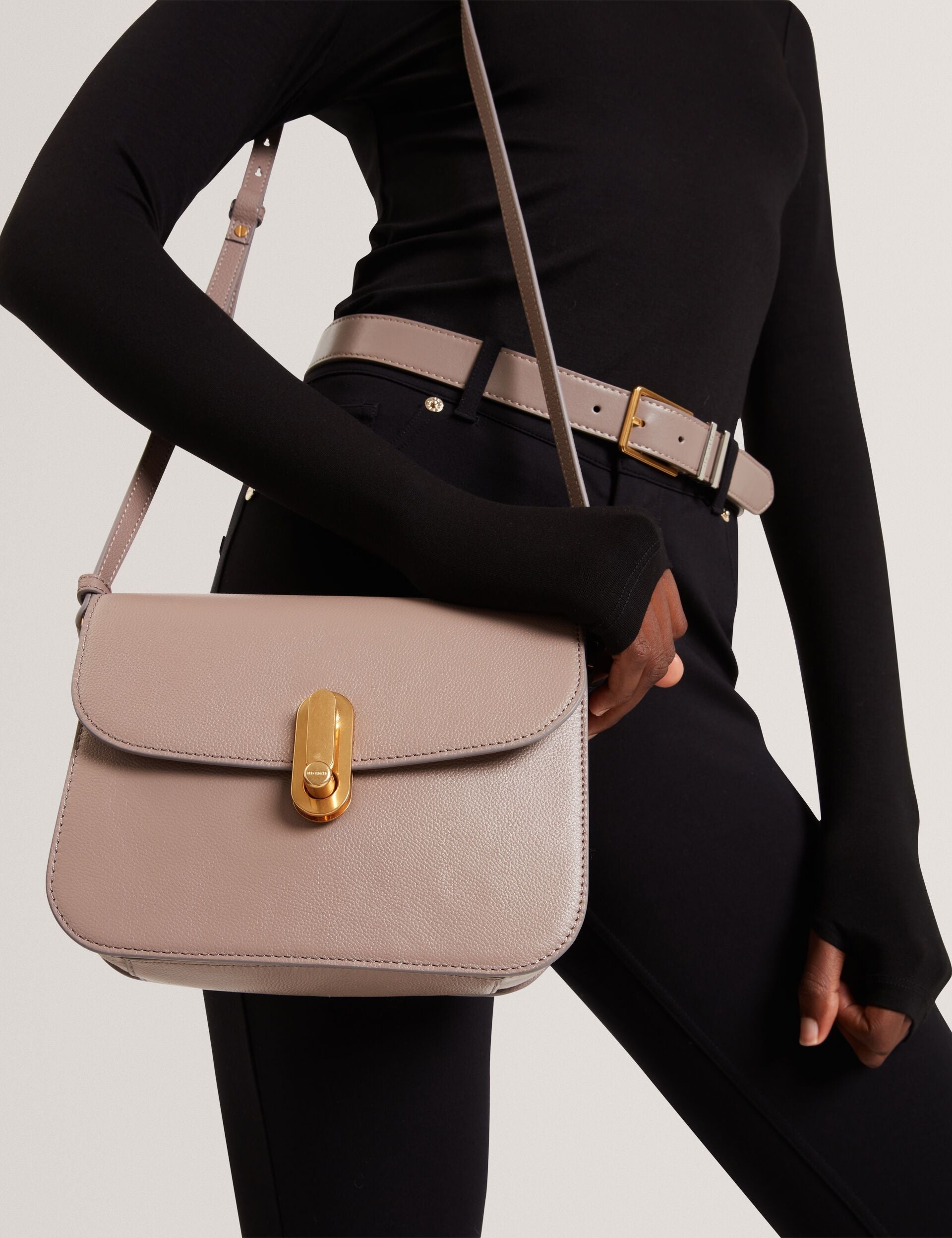Ted Baker Kkarli Twist Lock Leather Satchel Crossbody Bag Women's