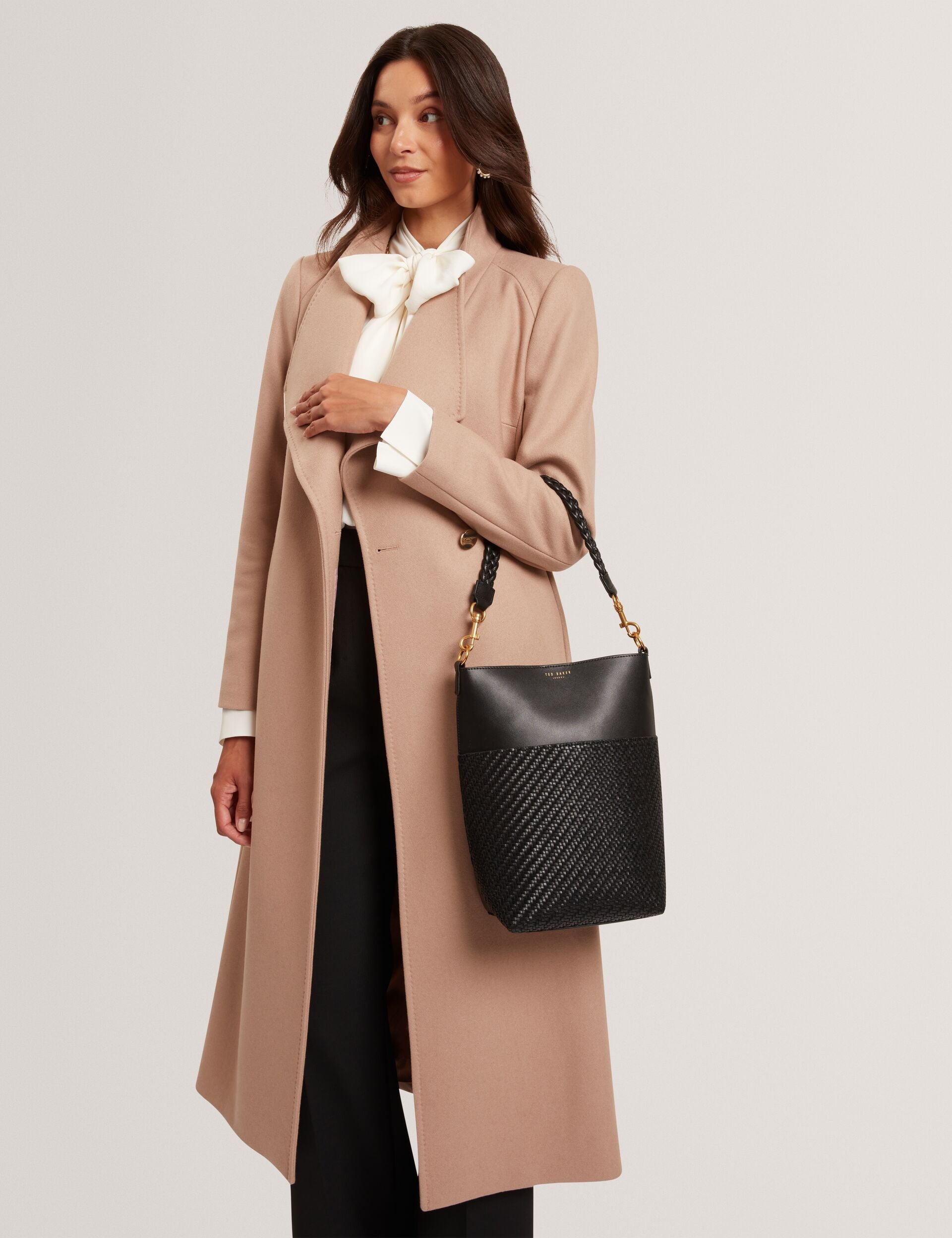 Ted Baker Wyynie Woven Texture Leather Tall Bucket Bag Women's