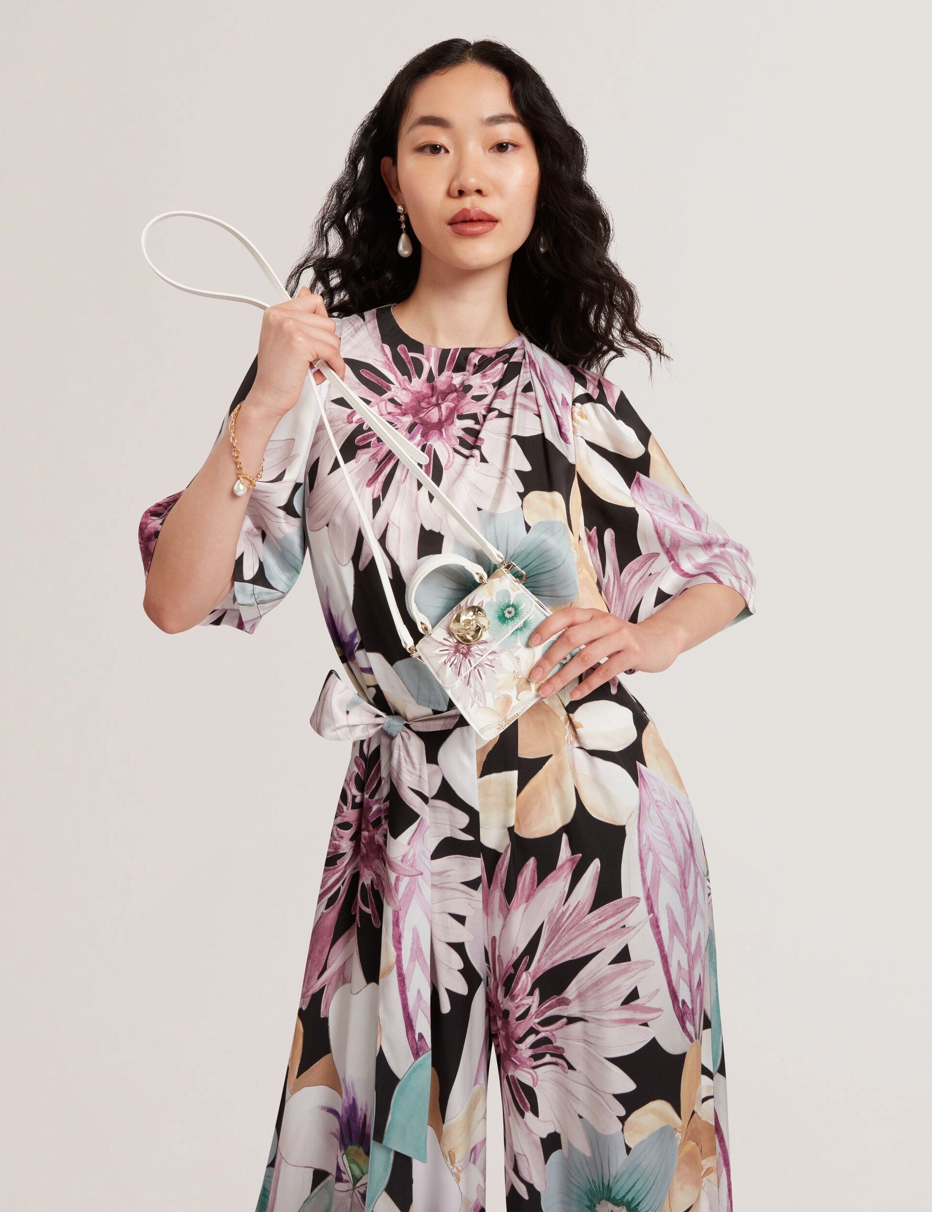 Ted Baker Helensa Petal Print Mini Top Handle Bag In White Women's