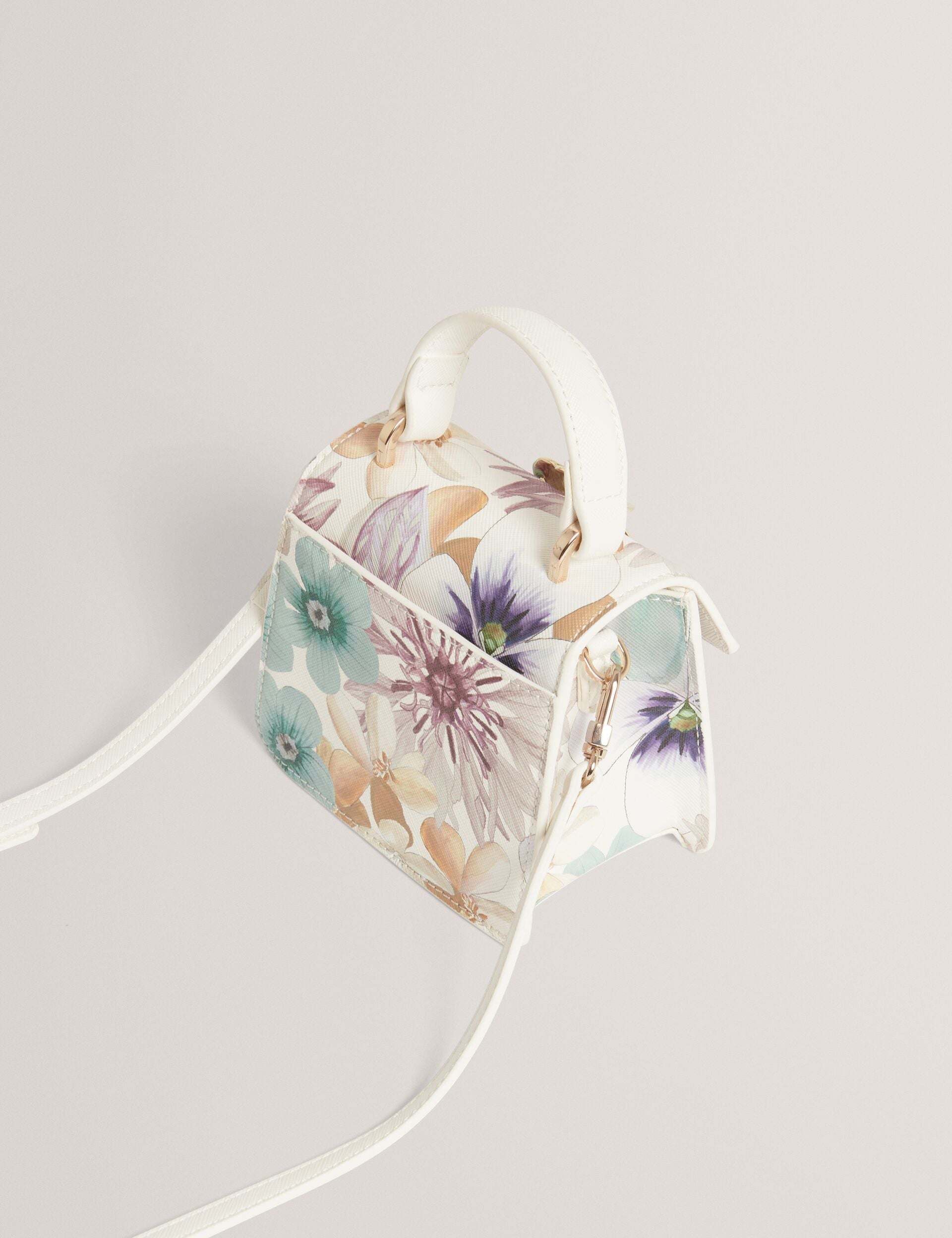 Ted Baker Helensa Petal Print Mini Top Handle Bag In White Women's