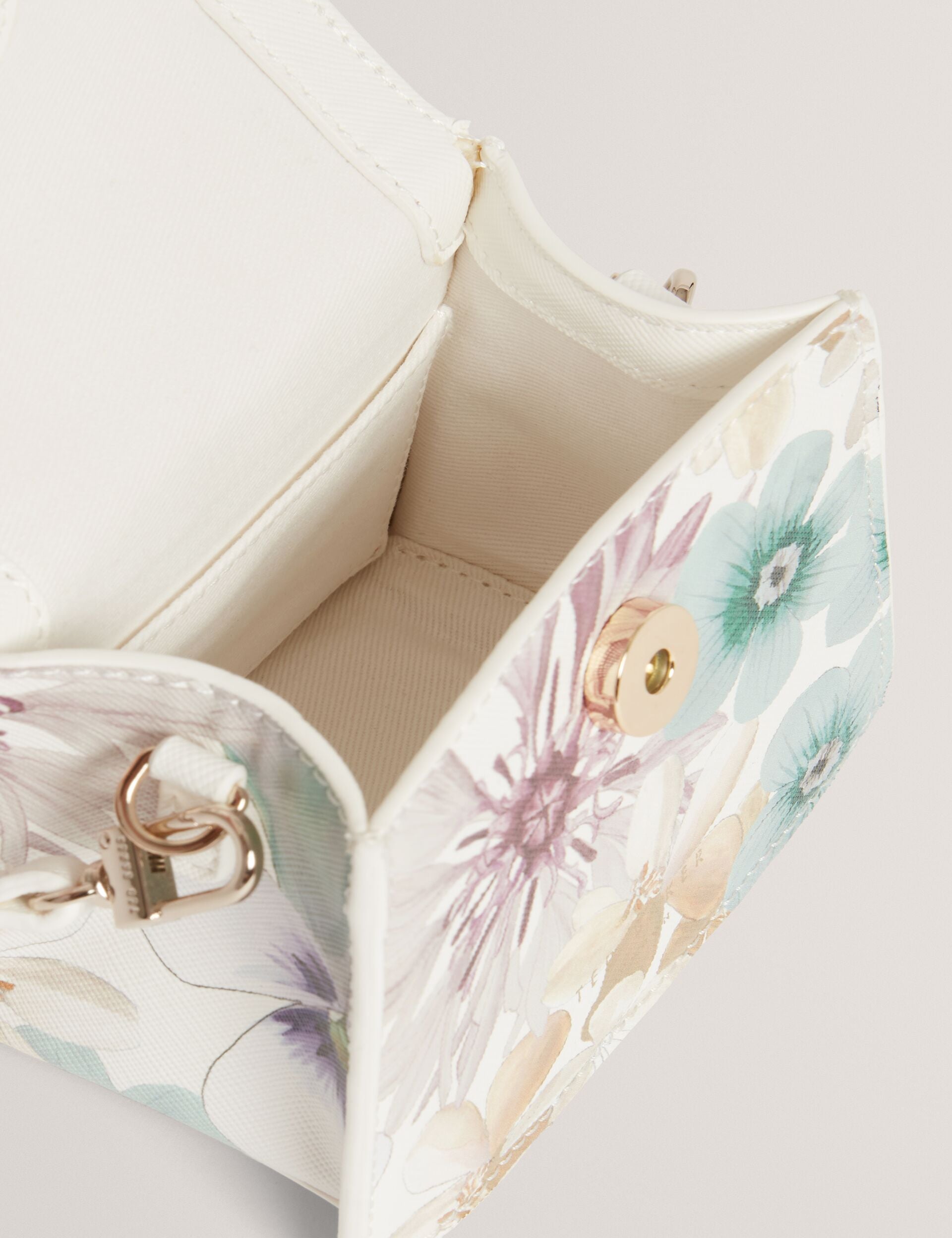 Ted Baker Helensa Petal Print Mini Top Handle Bag In White Women's