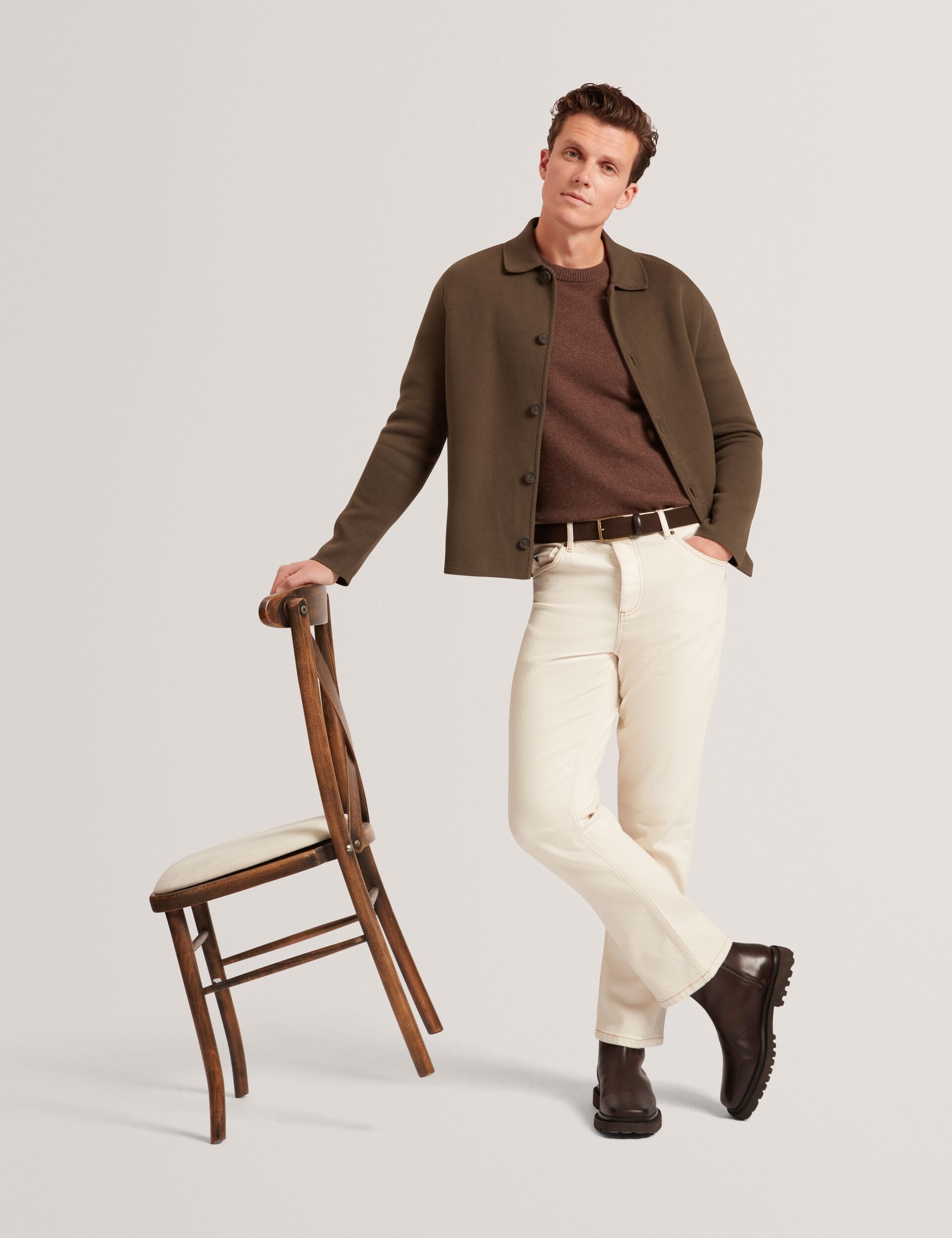 Ted Baker Freder Knitted Cotton Blend Cardigan Jacket