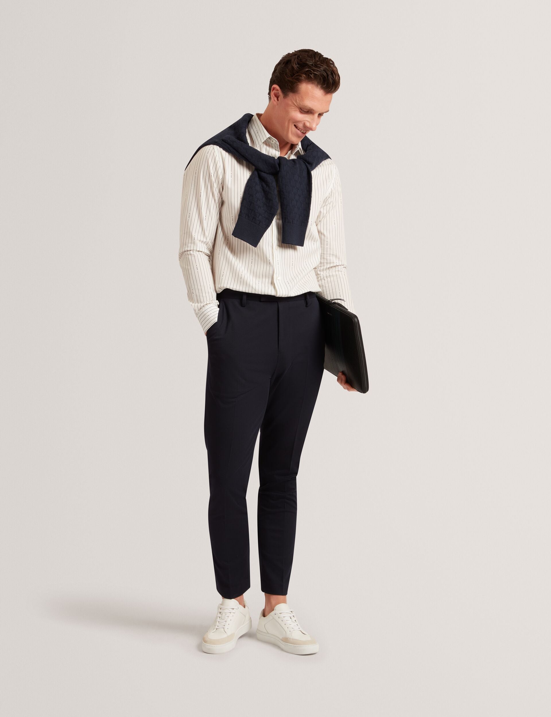 Ted Baker Hangent Logo Pinstripe Pure Cotton Shirt