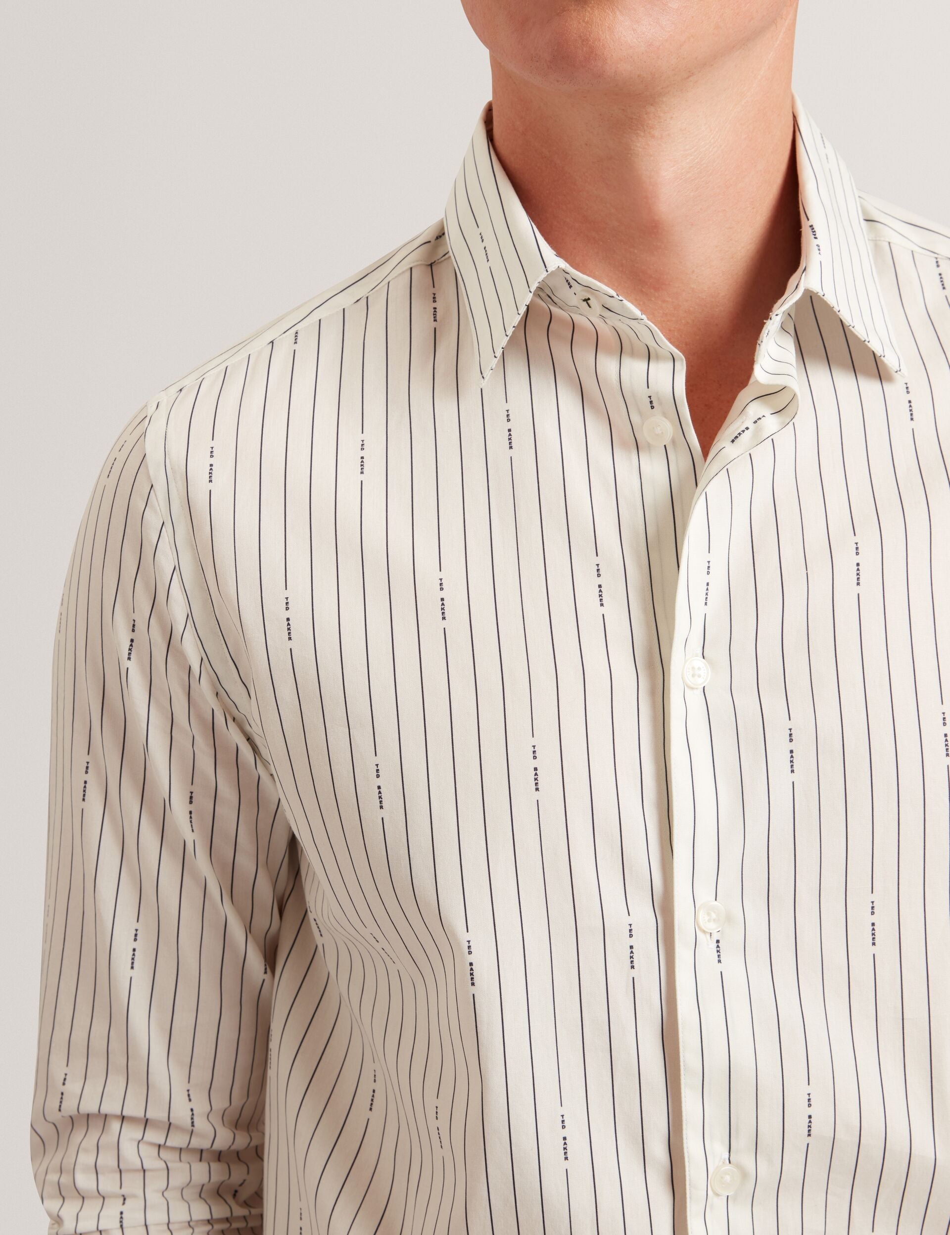 Ted Baker Hangent Logo Pinstripe Pure Cotton Shirt