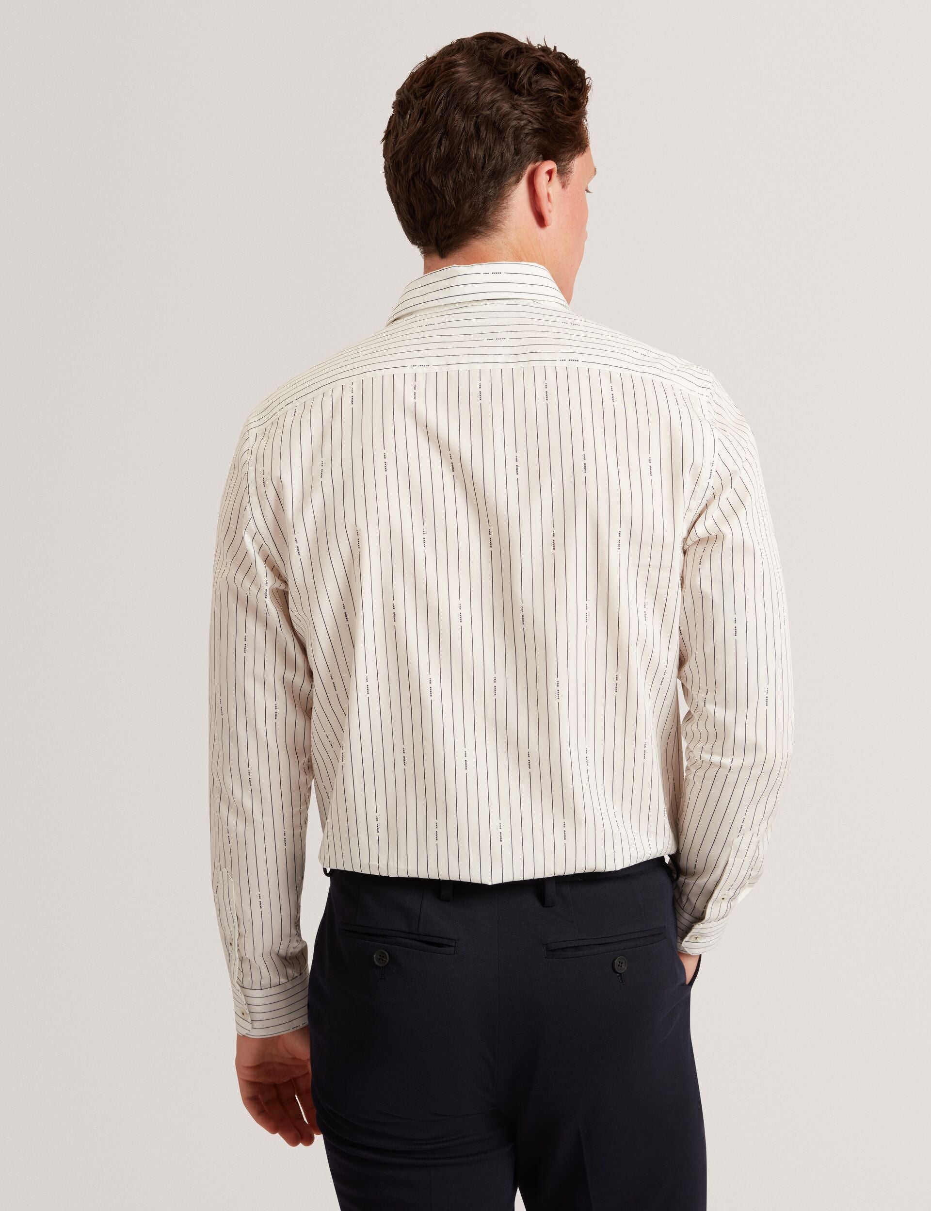 Ted Baker Hangent Logo Pinstripe Pure Cotton Shirt