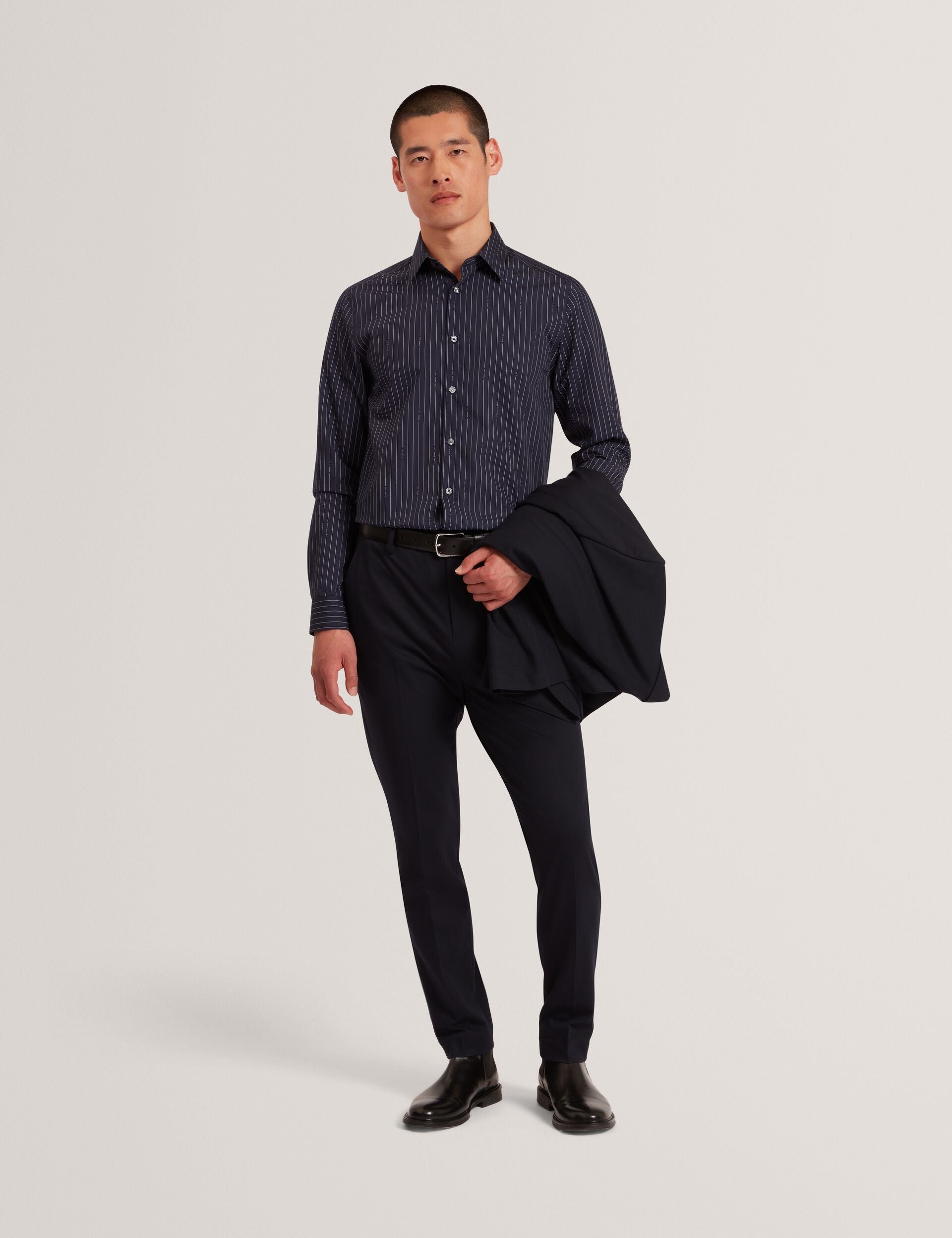 Ted Baker Hangent Logo Pinstripe Pure Cotton Shirt