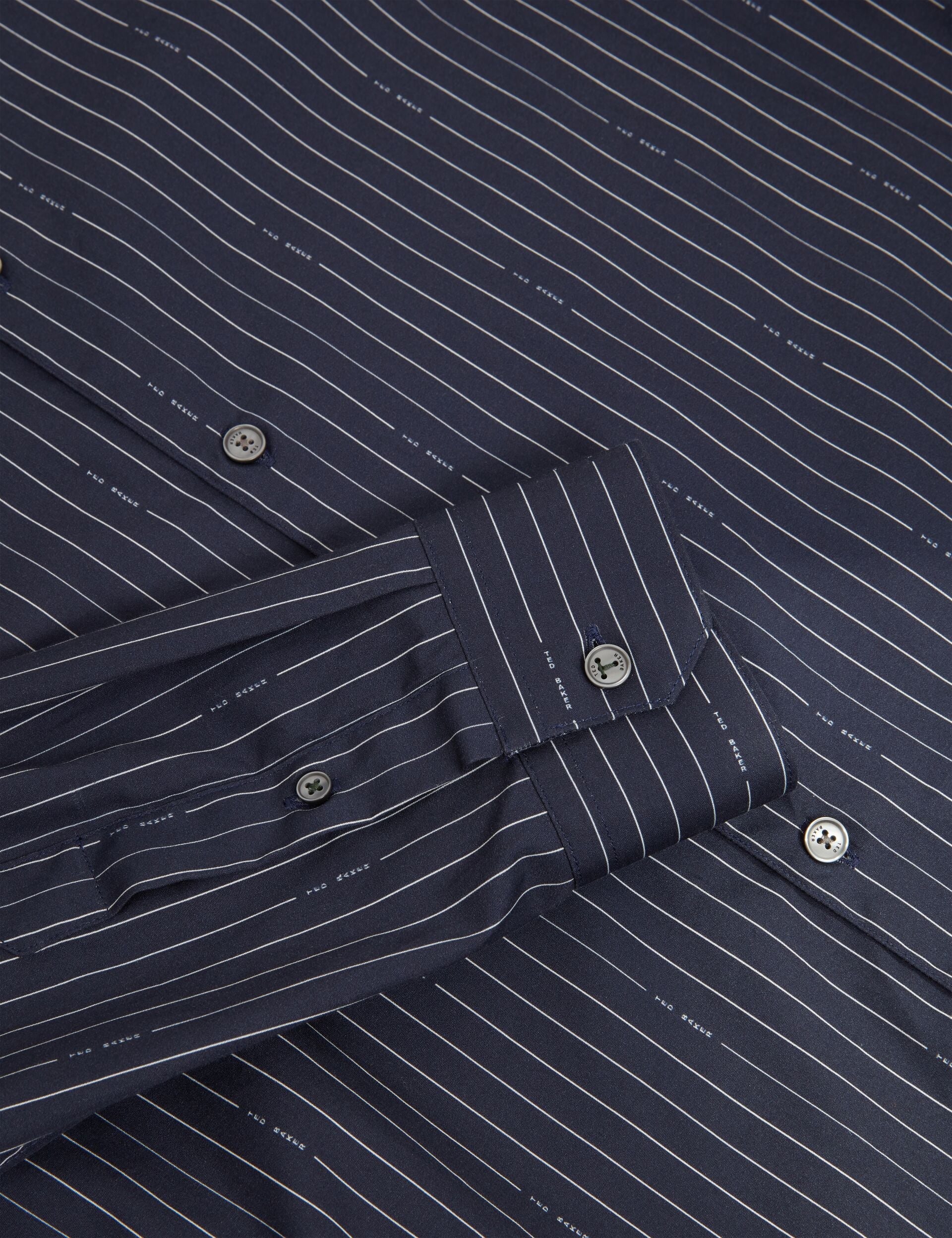 Ted Baker Hangent Logo Pinstripe Pure Cotton Shirt