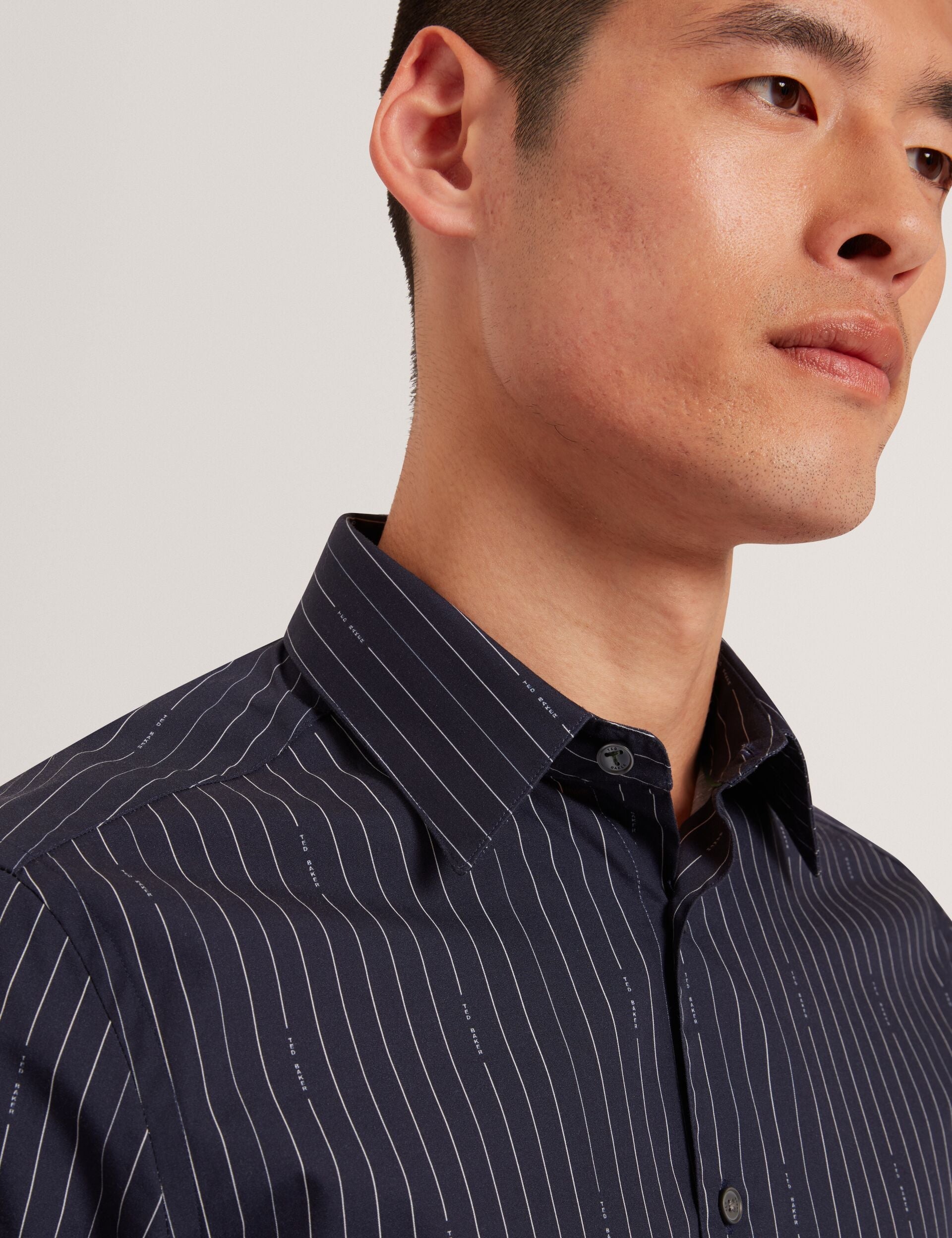 Ted Baker Hangent Logo Pinstripe Pure Cotton Shirt