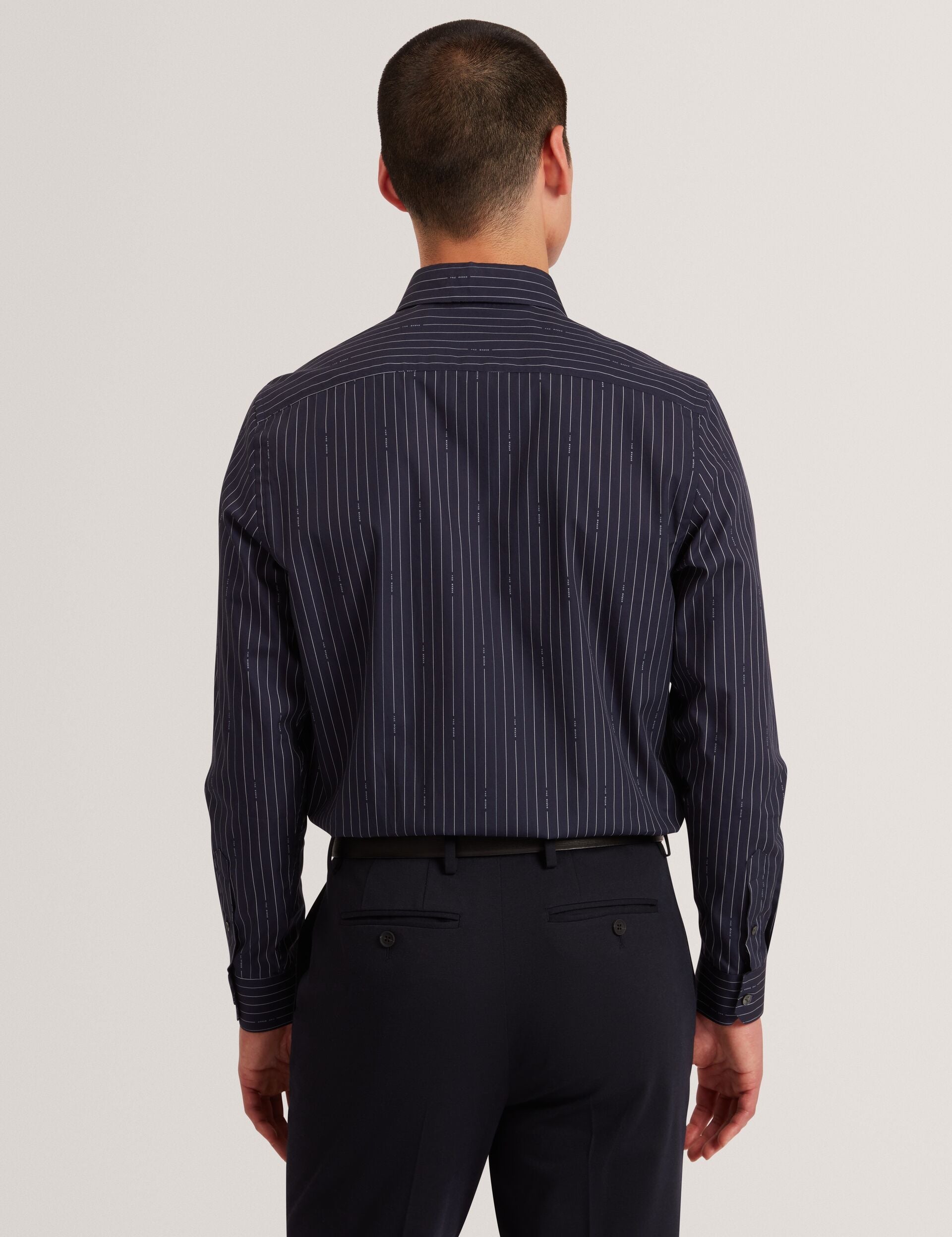 Ted Baker Hangent Logo Pinstripe Pure Cotton Shirt