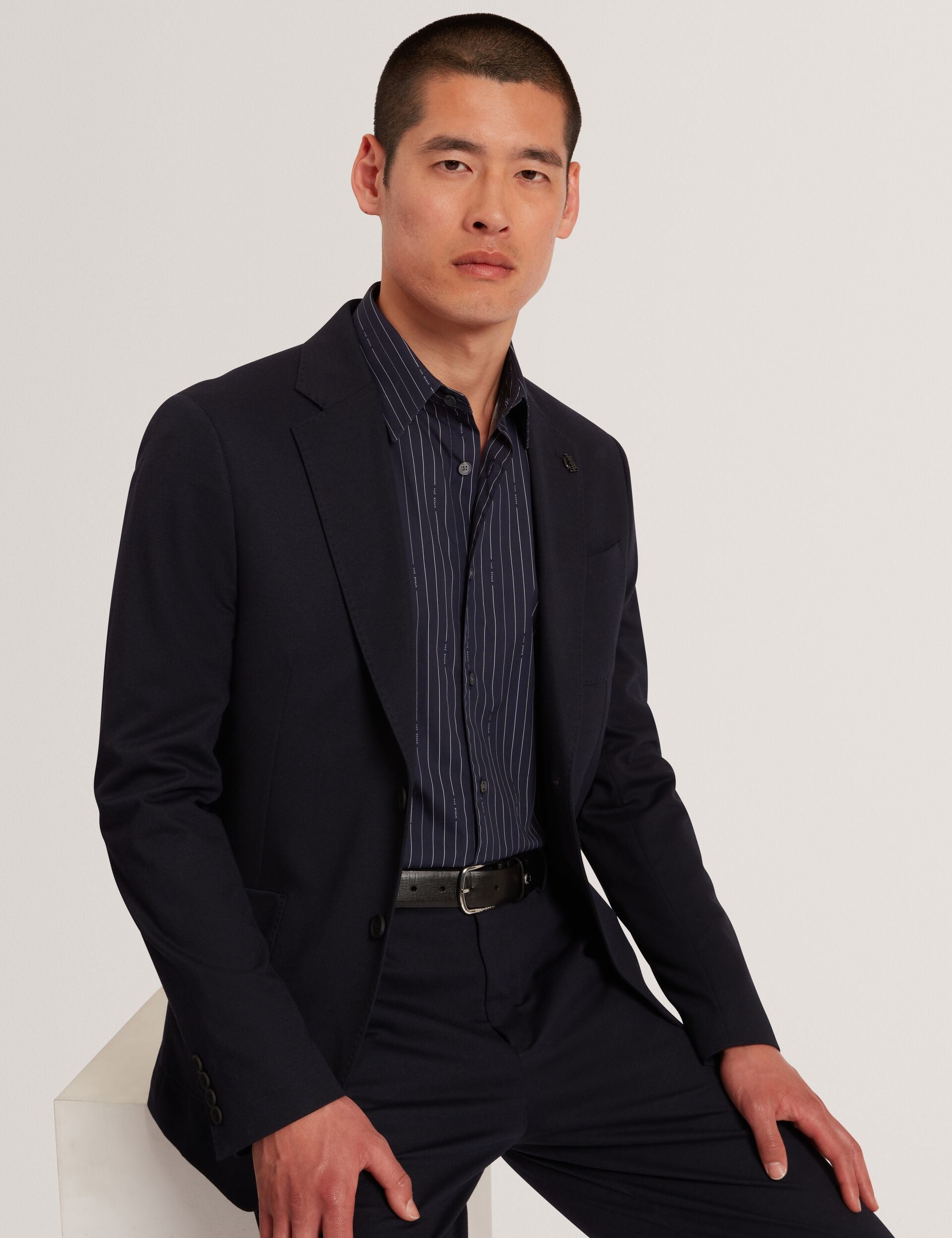 Ted Baker Hangent Logo Pinstripe Pure Cotton Shirt