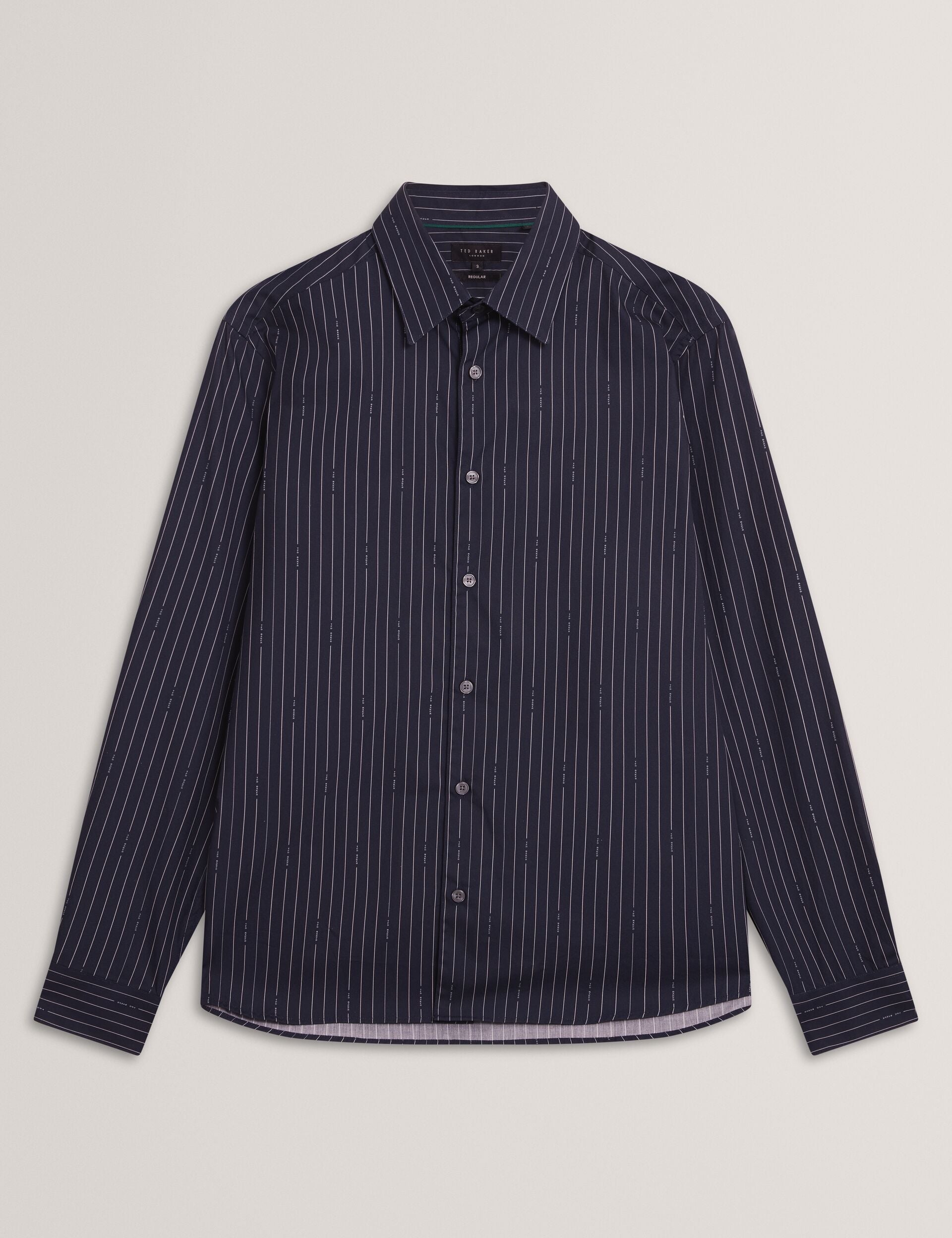Ted Baker Hangent Logo Pinstripe Pure Cotton Shirt
