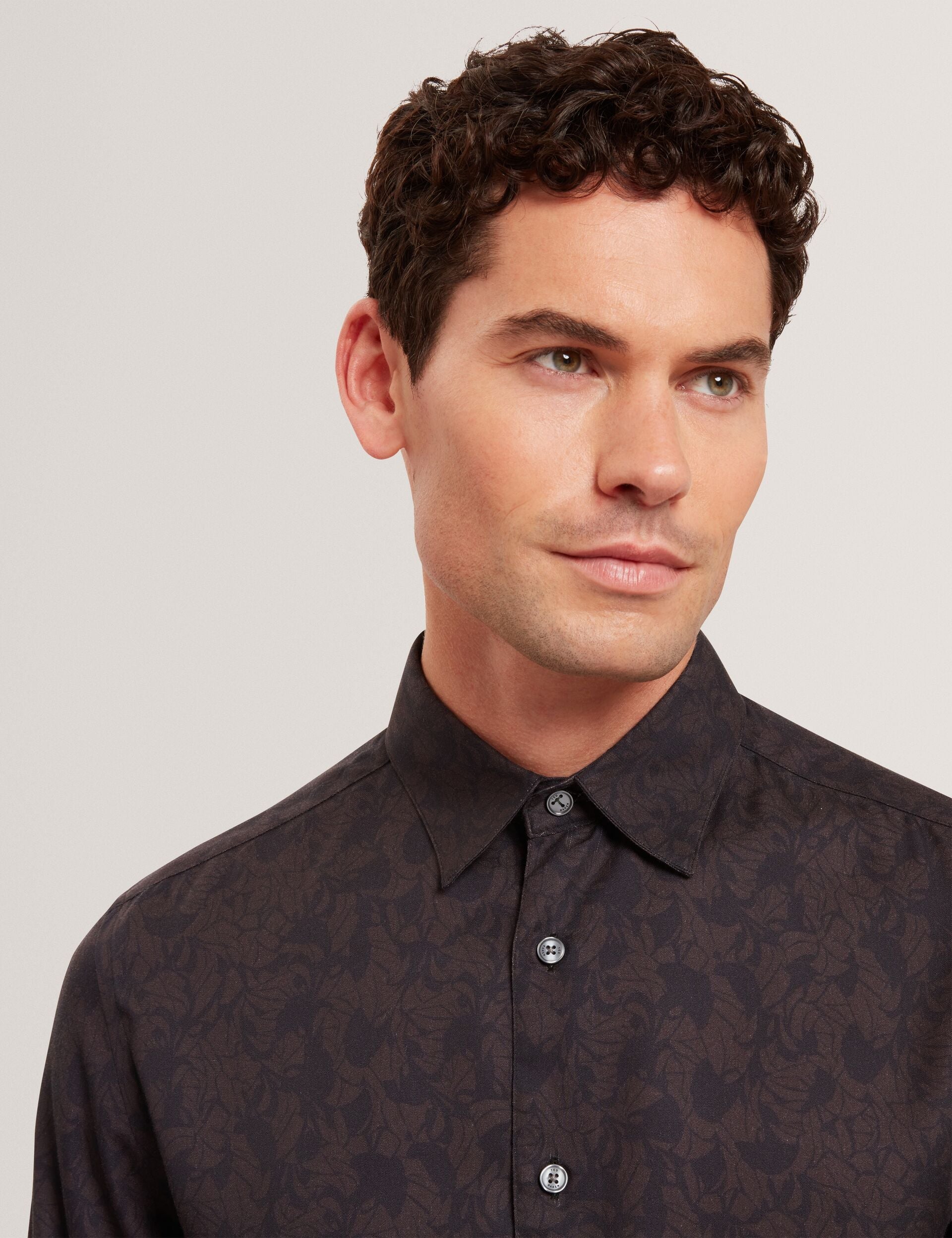 Ted Baker Akselle Dark Floral Print Woven Shirt