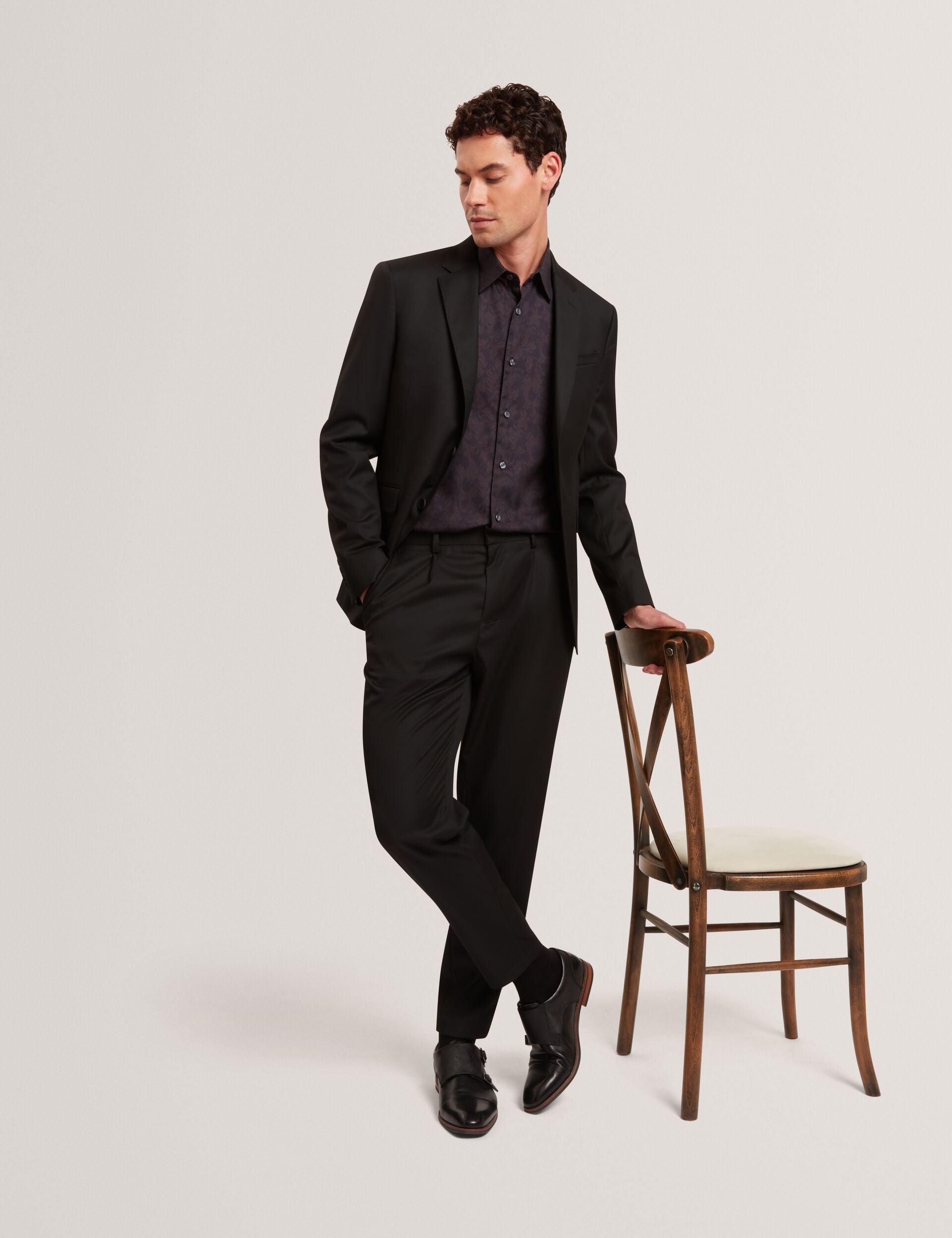 Ted Baker Akselle Dark Floral Print Woven Shirt