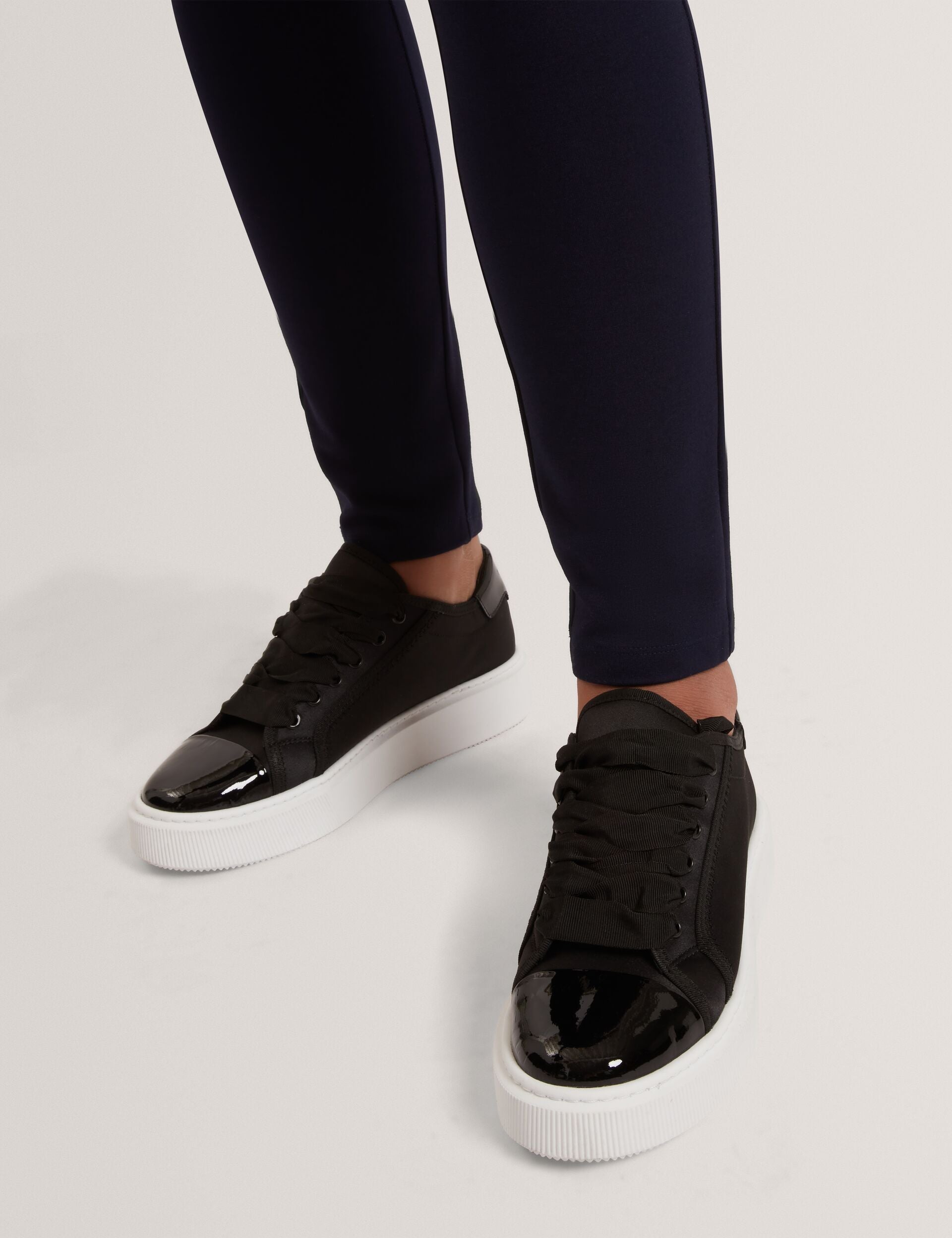 Ted Baker Zaiina Satin Ribbon Lace Platform Trainers In Black Women's