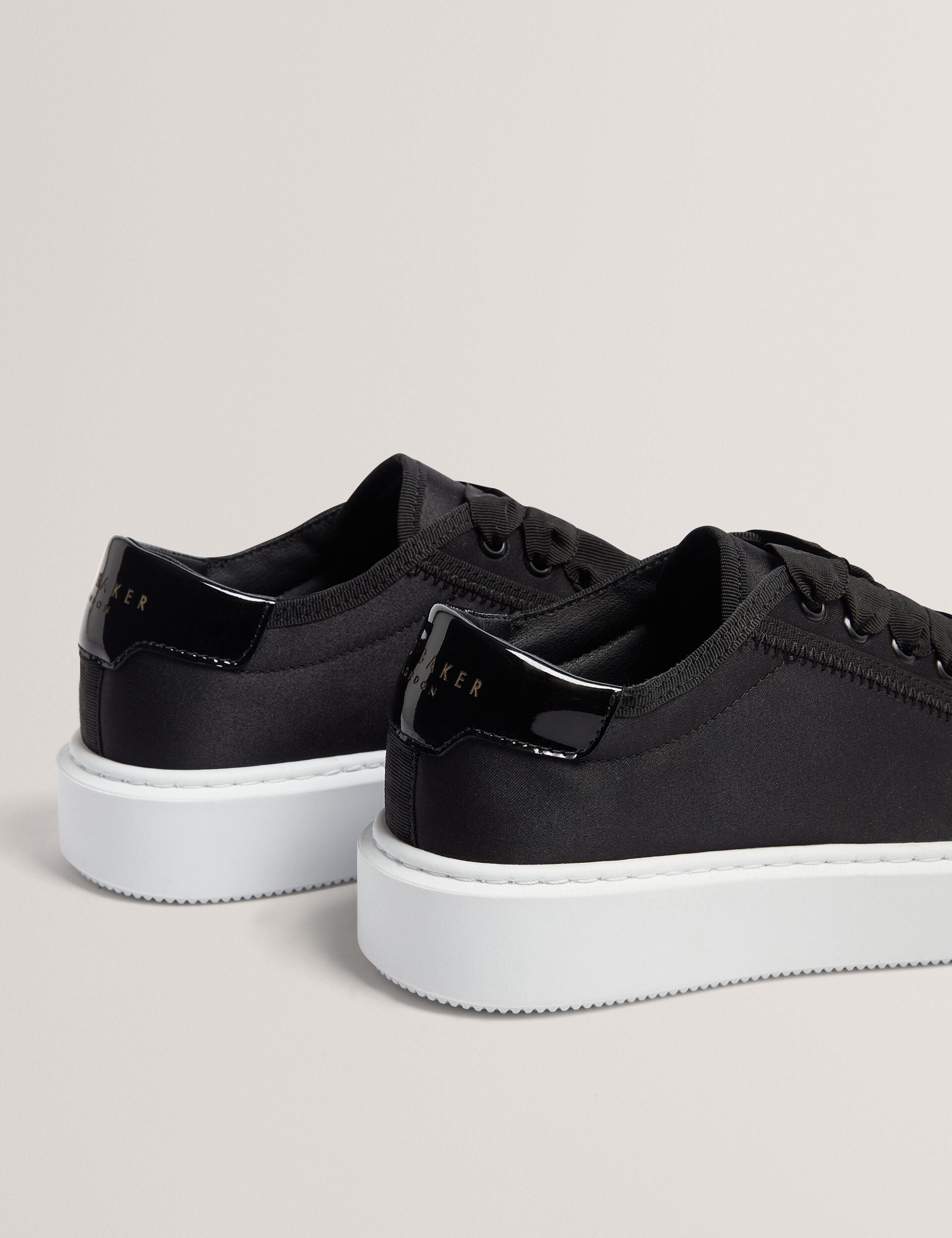 Ted Baker Zaiina Satin Ribbon Lace Platform Trainers In Black Women's