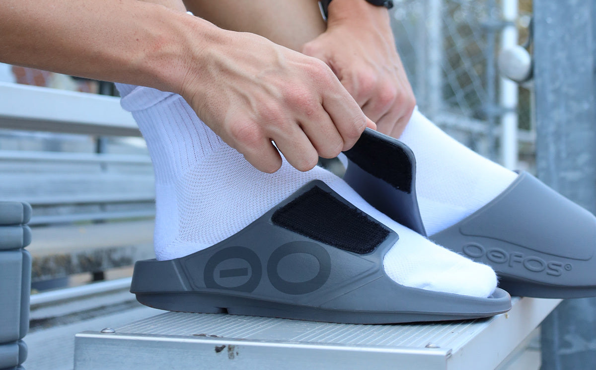 Oofos Men's Sport Flex Slide Slate