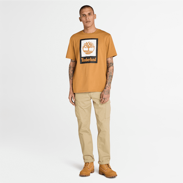 Timberland Square Stack Logo Short-Sleeve T-Shirt Wheat