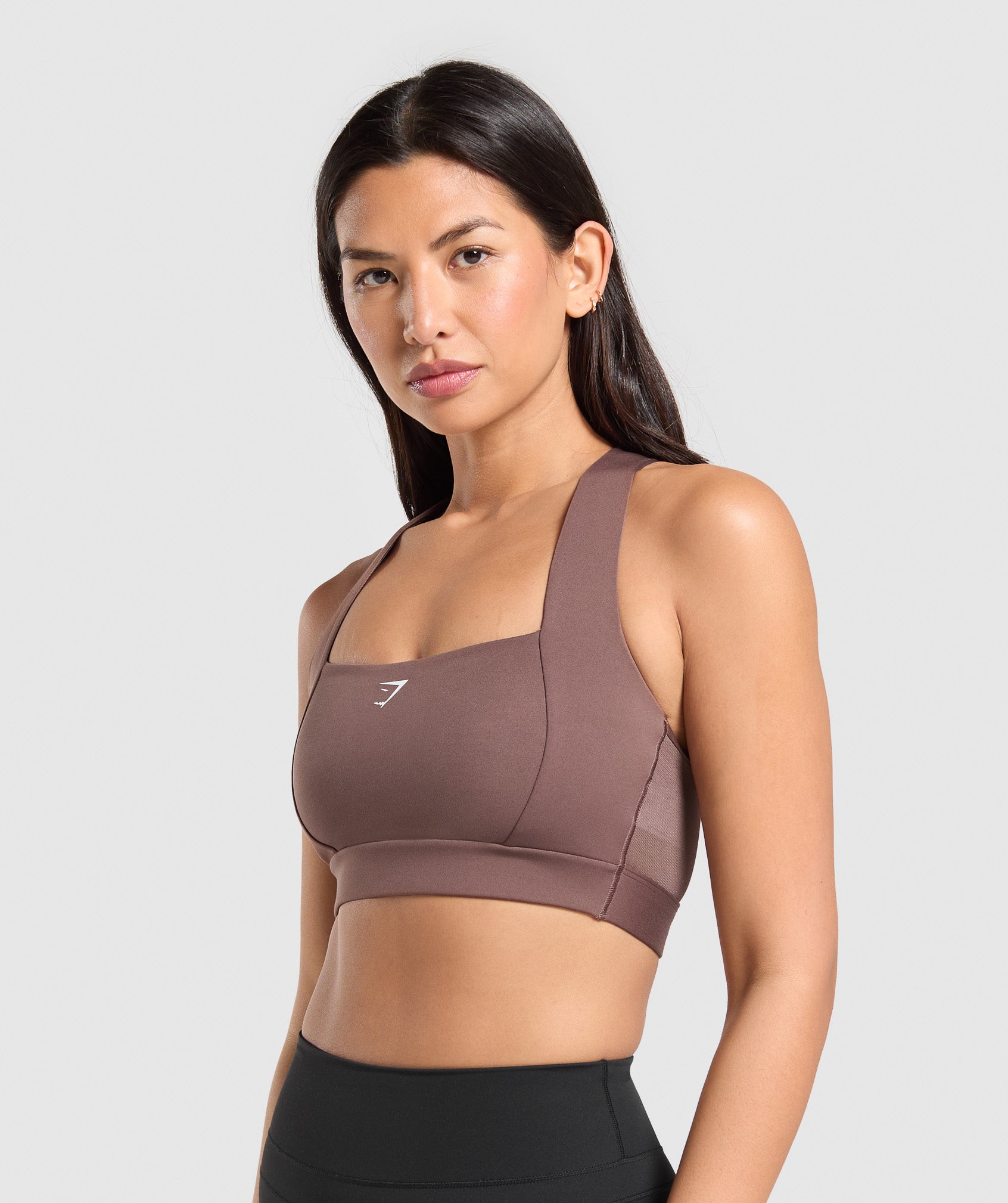 Women's Gymshark Square Neck Sports Bra Soft Brown