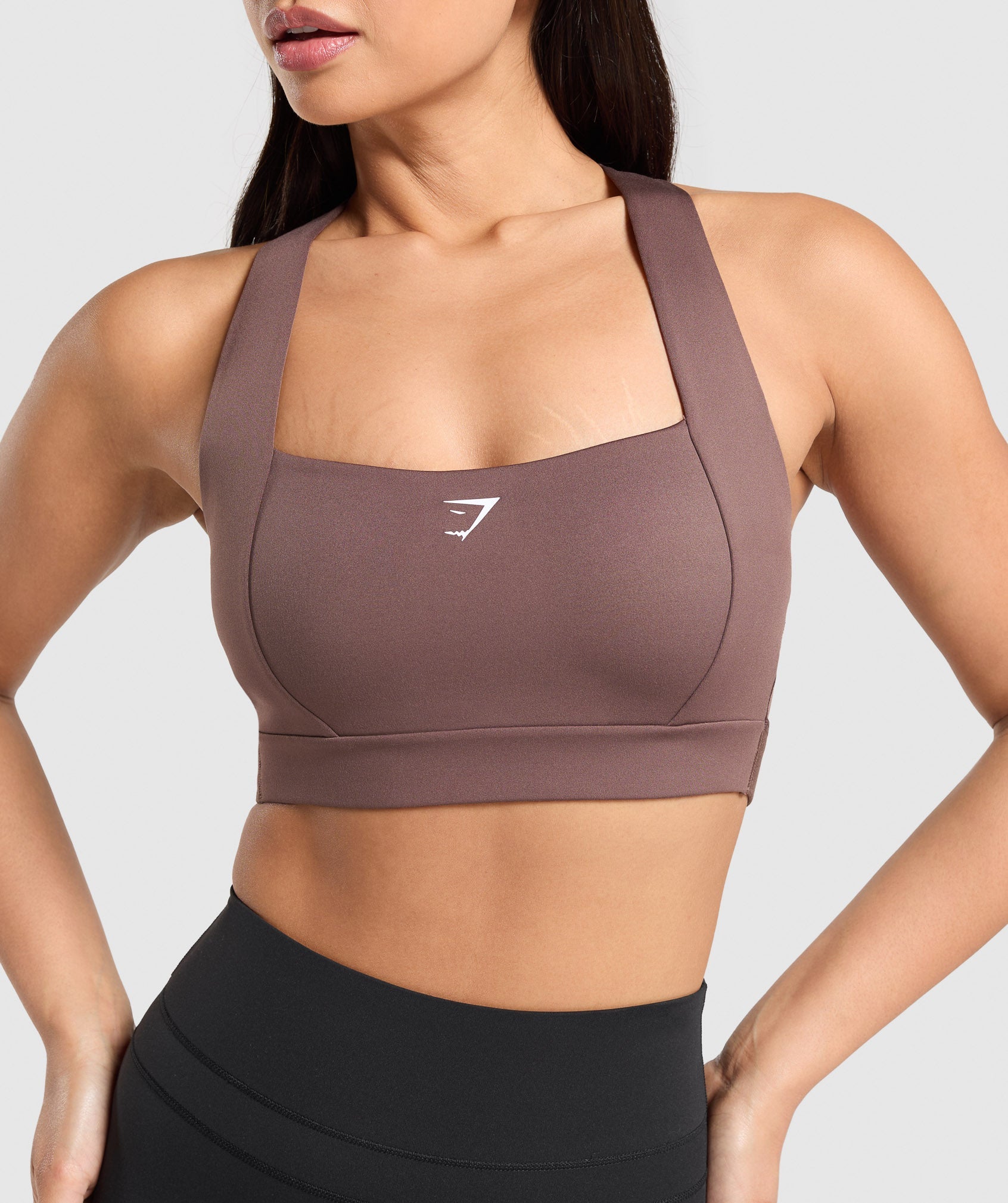 Women's Gymshark Square Neck Sports Bra Soft Brown