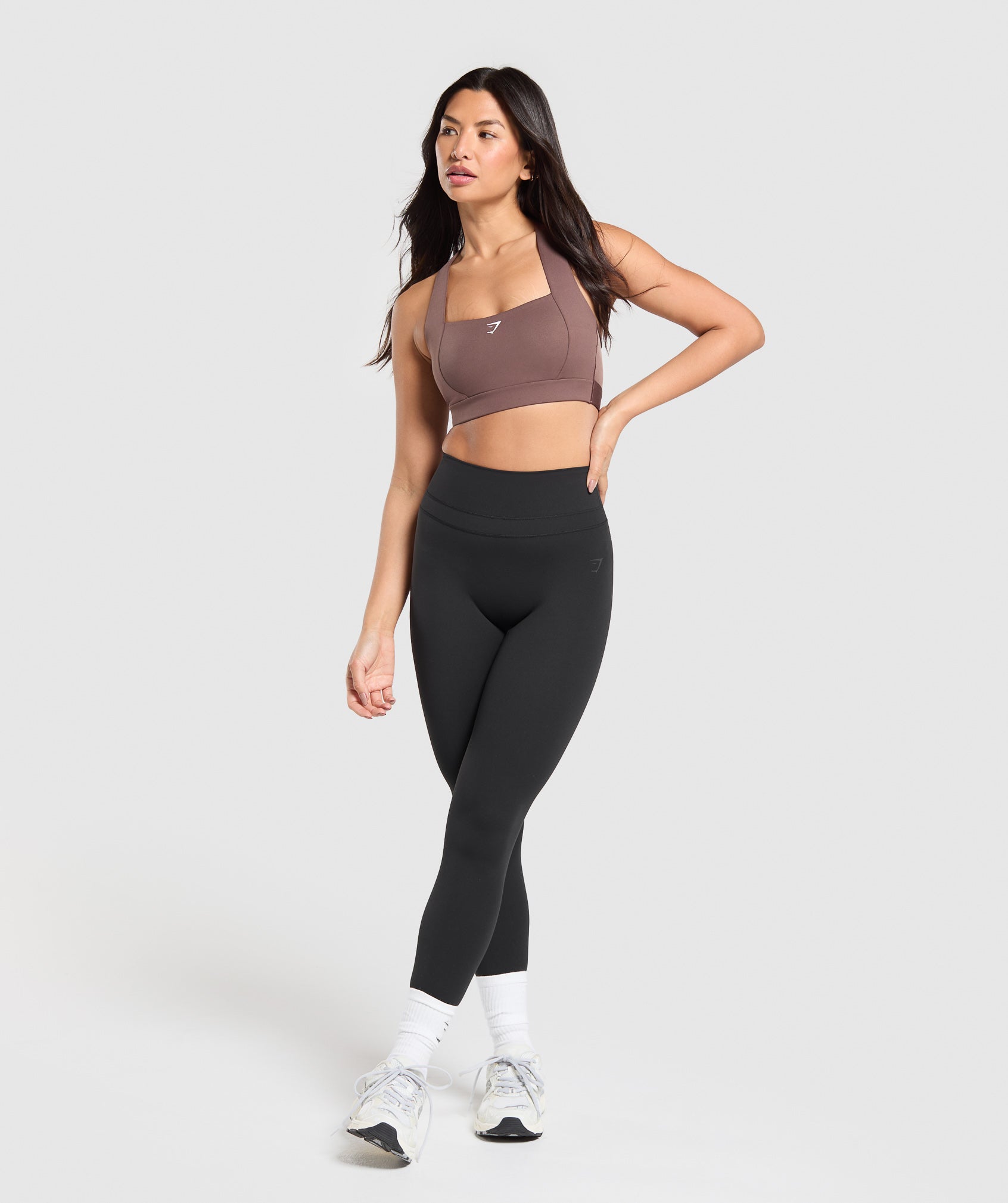 Women's Gymshark Square Neck Sports Bra Soft Brown