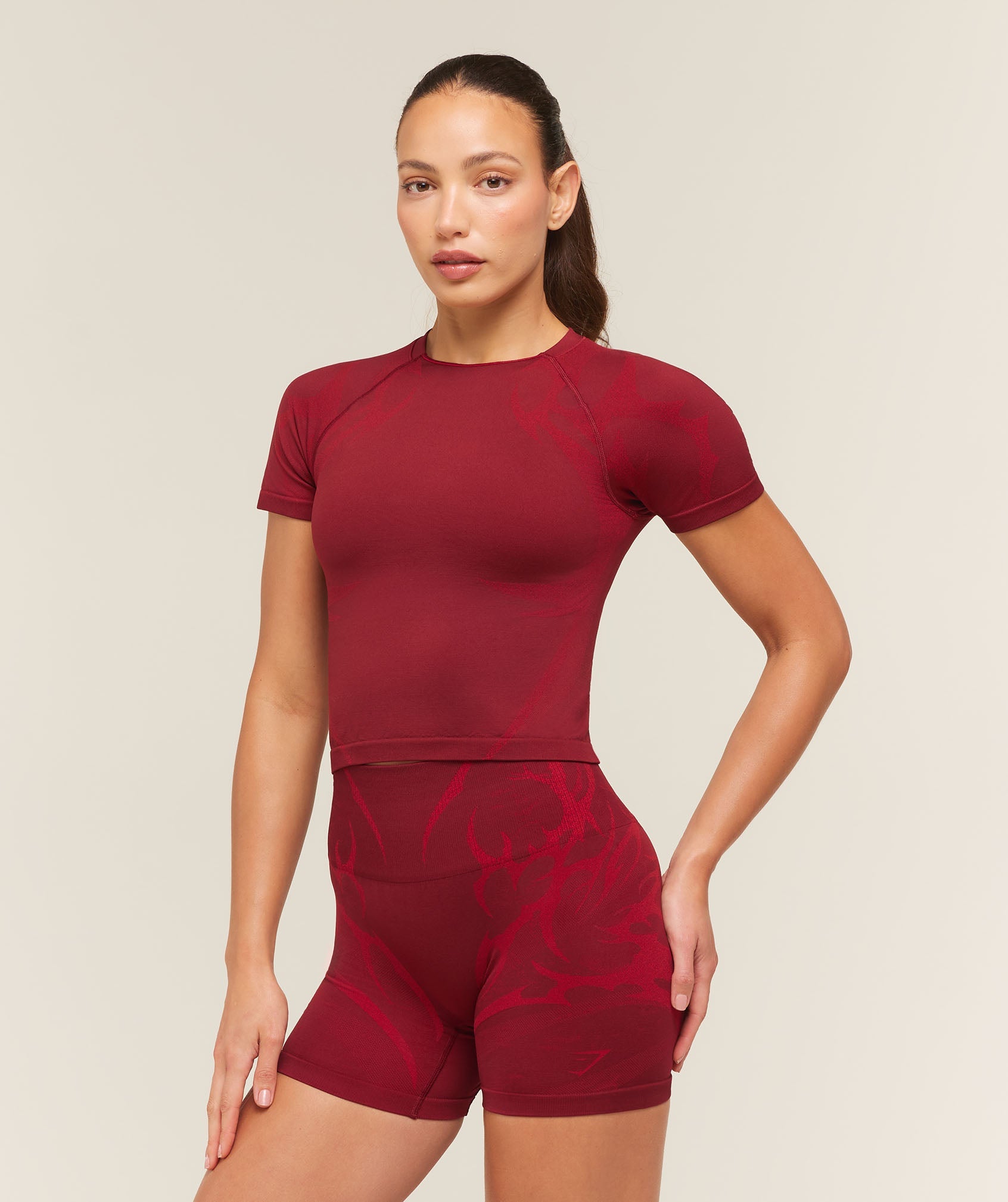Women's Gymshark Storm Seamless Top Sets Red