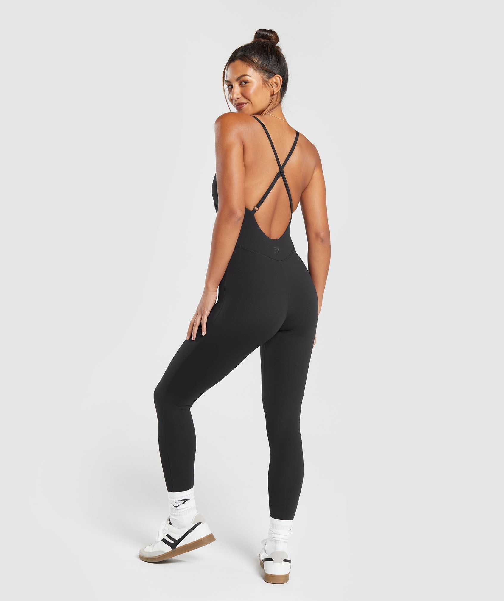 Women's Gymshark Strappy All In One Full Length Black