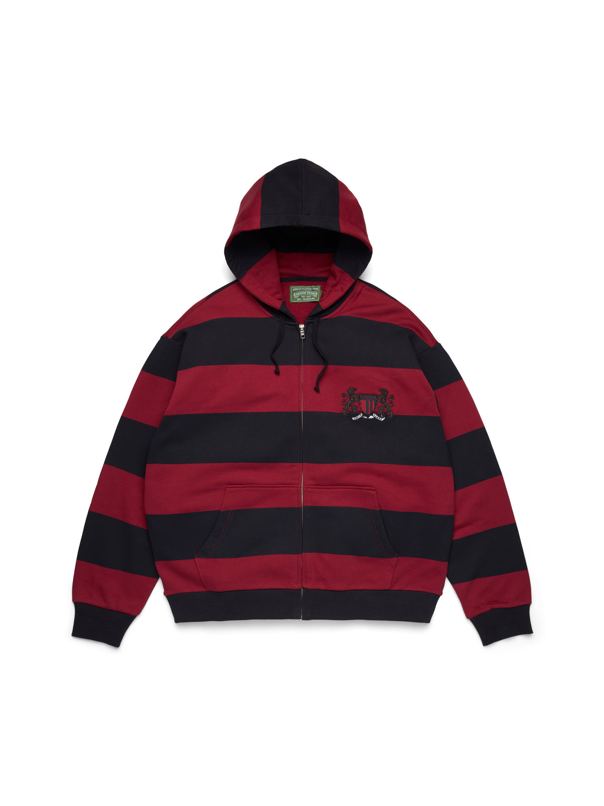 Denim Tears Striped Crest Zip Hoodie Red / Navy