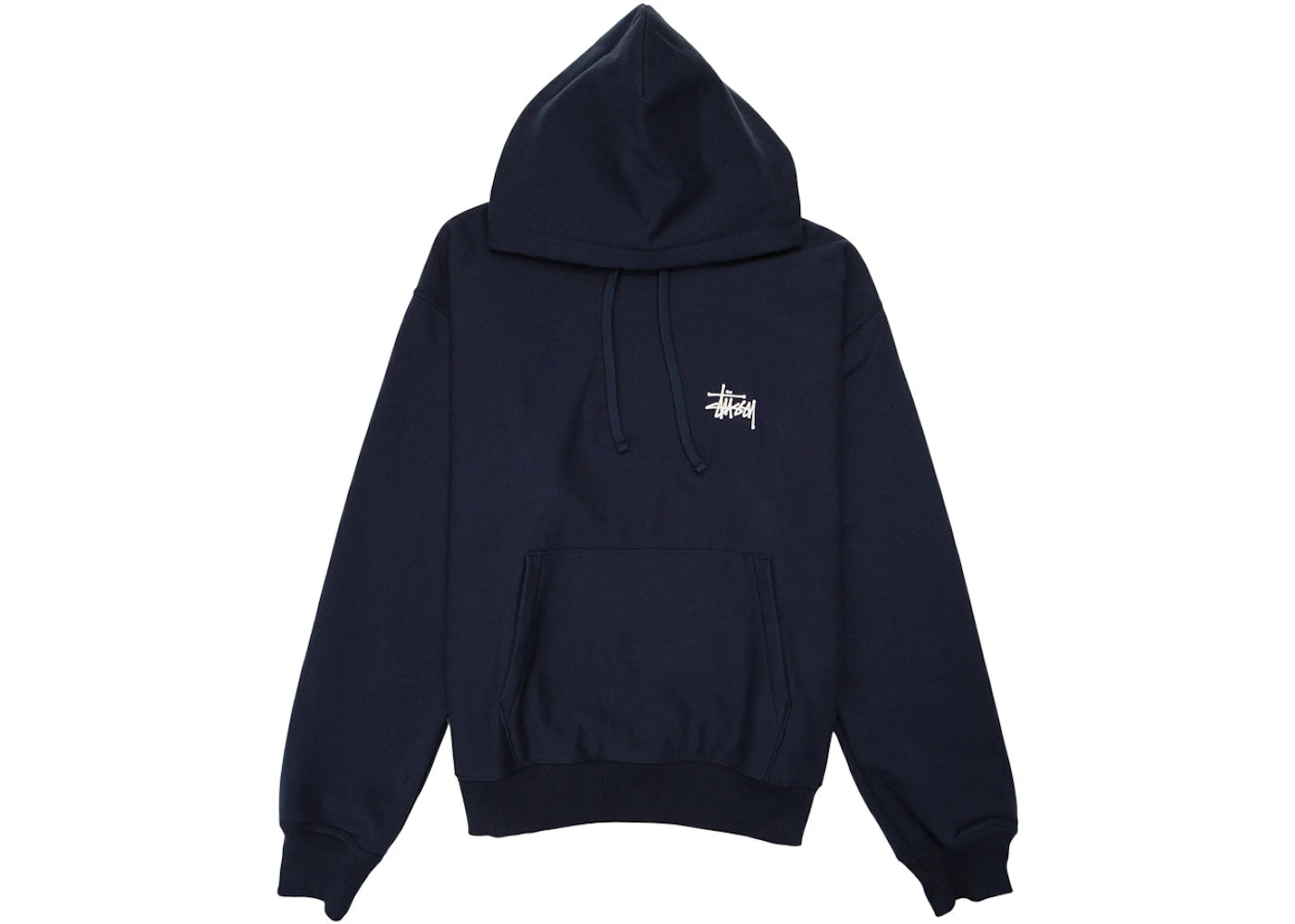 stussy basic hoodie navy/white