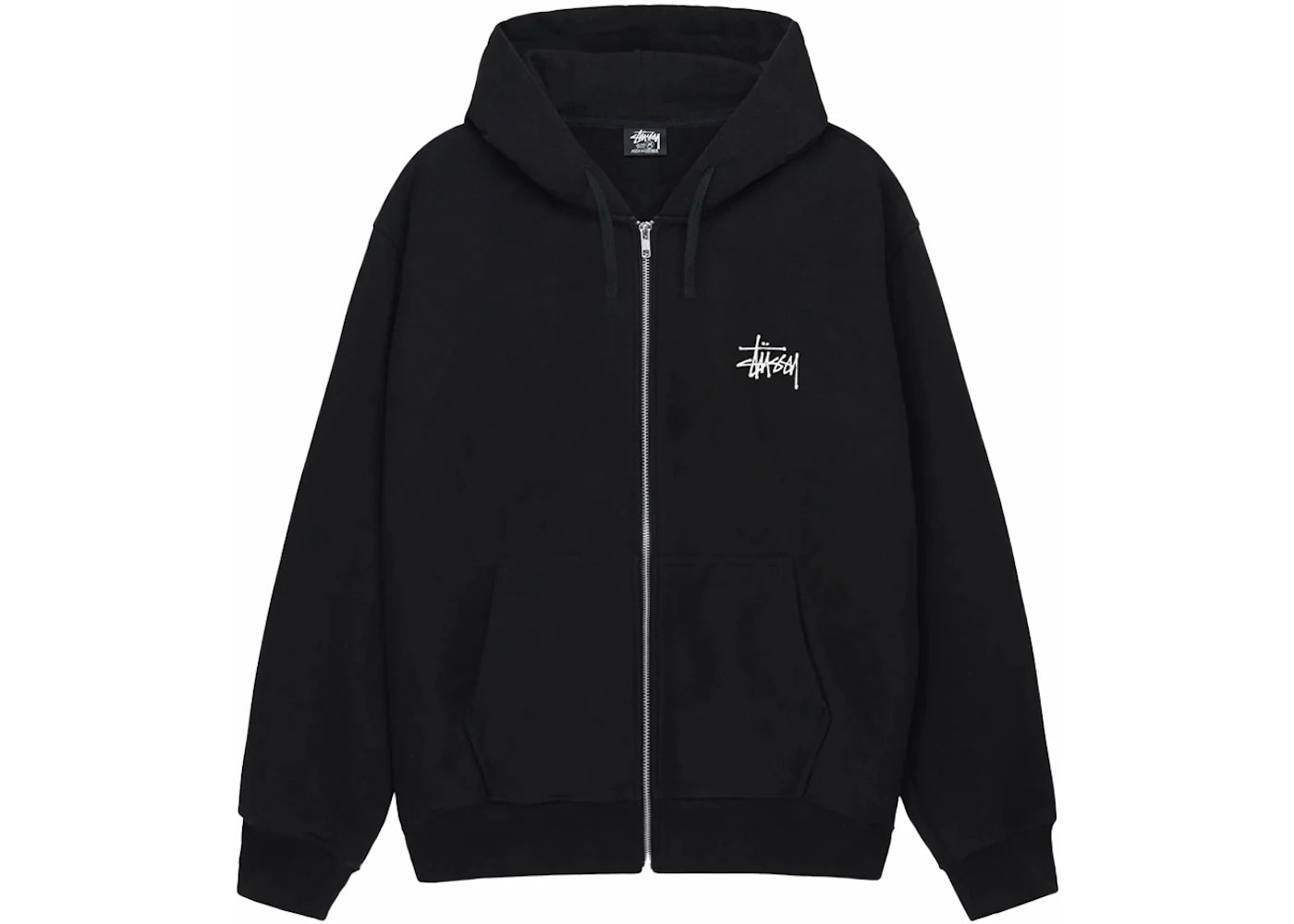stussy basic stussy zip hoodie black
