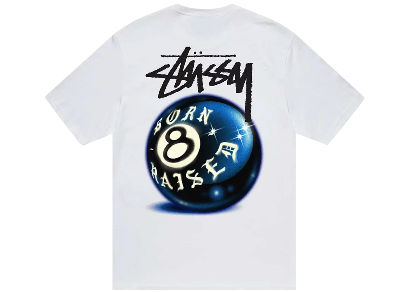 Stussy Born X Raised 8 Ball Tee White – Kicks Machine