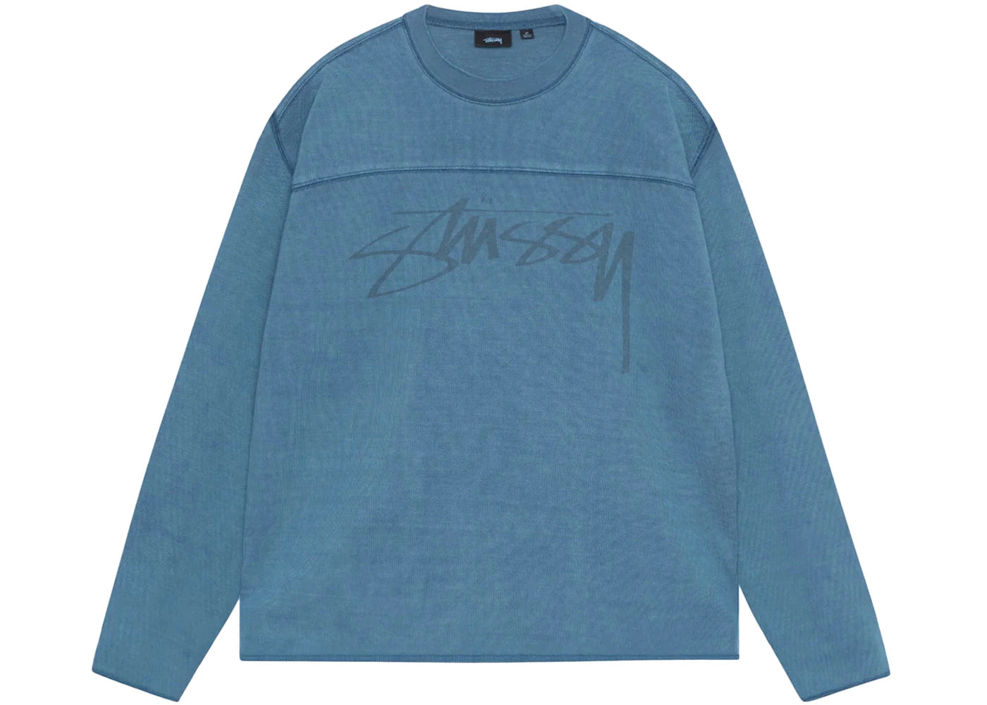 stussy cotton football pigment dyed crew blue