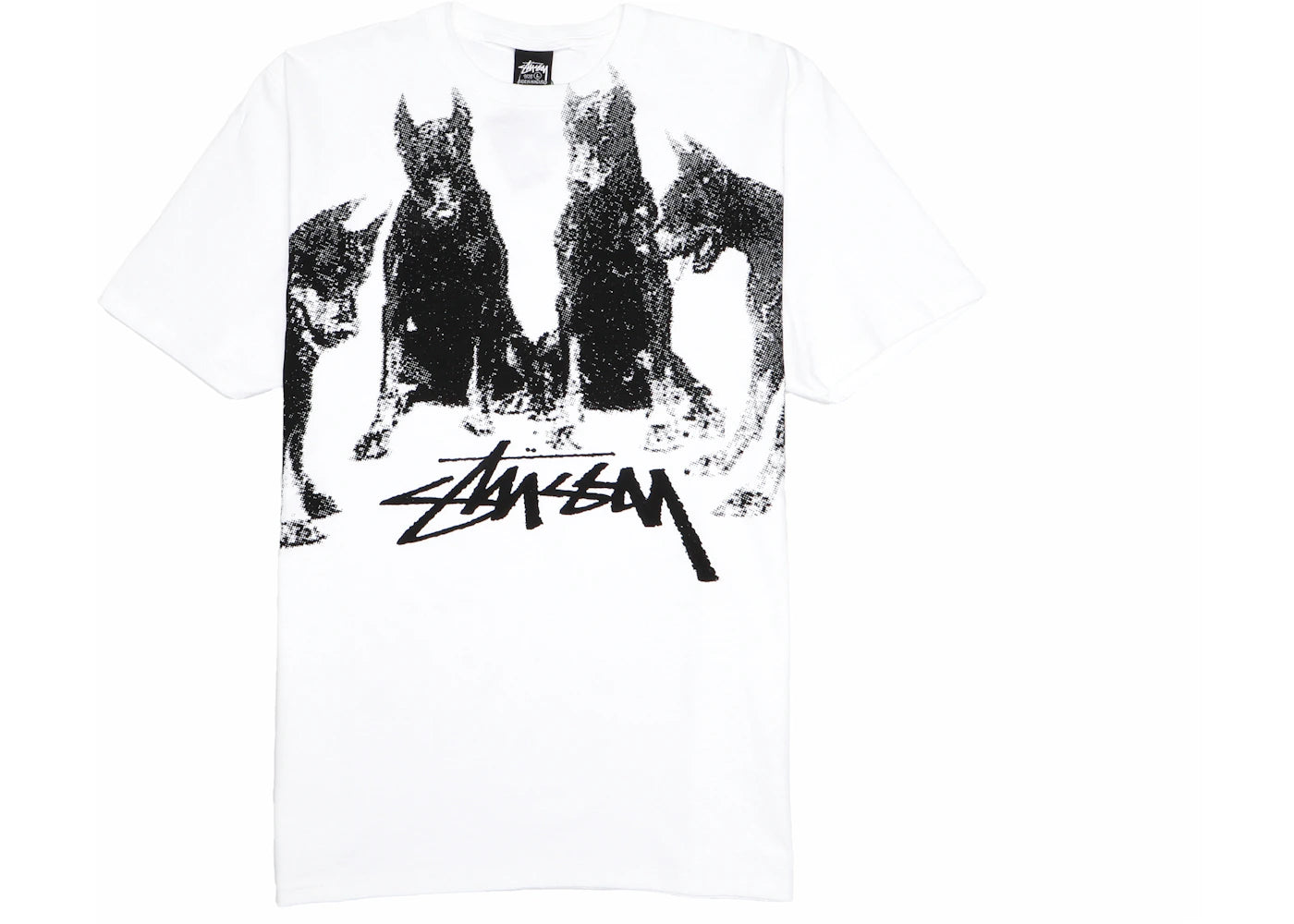 stussy doberman tee white