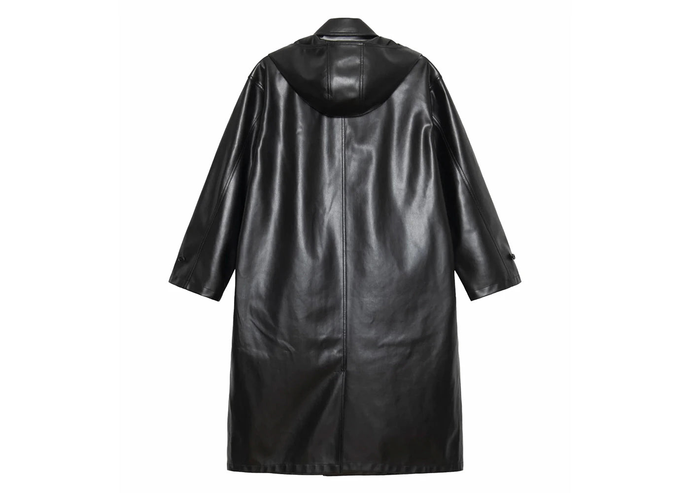 stussy double breasted trench coat black